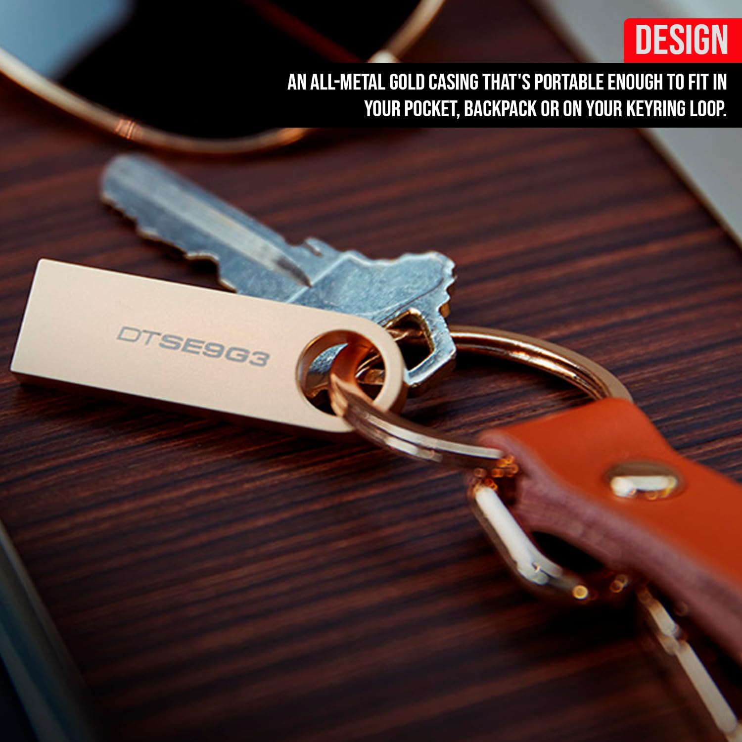 Kingston DataTraveler SE9 G3 3.2 - Unidad flash USB (220 MBPS) | Juego de llaveros de acero inoxidable (11 artículos)
