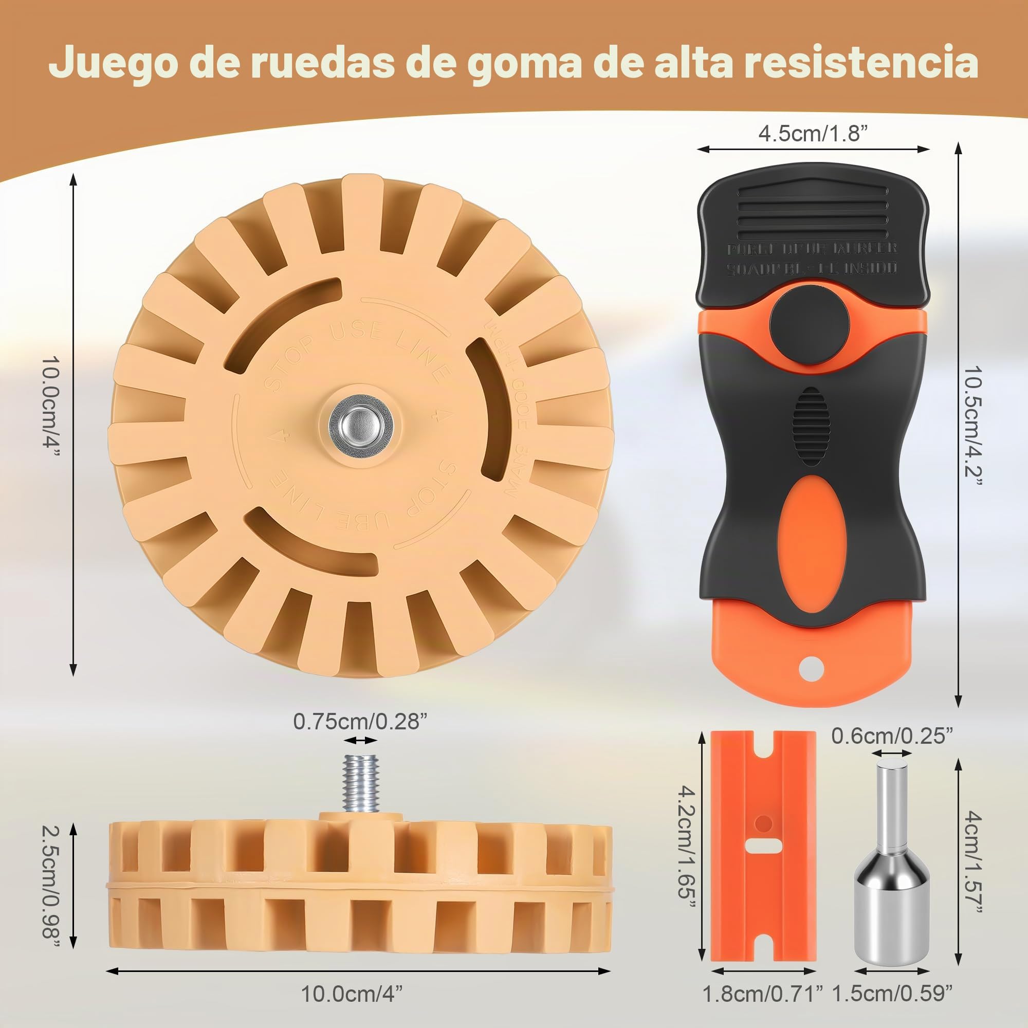 Kit de Removedor de Pegamento para Coche de 4 Pulgadas, 2 Piezas de Removedor de Calcomanías con Raspador de Plástico y Adaptadores de Taladro para Quitar Vinilo, Pegamento, Pegatina, Adhesivo