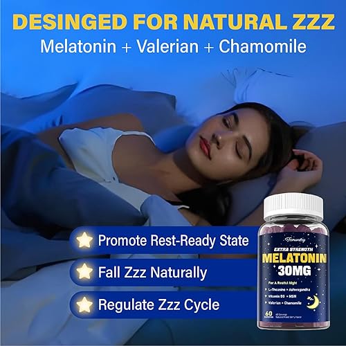 Miniatura 3 de Gomitas de melatonina de 30 mg para adultos Suplemento de melatonina de máxima fuerza con L-teanina, ashwagandha, MSM, vitamina D3 y zinc, sin