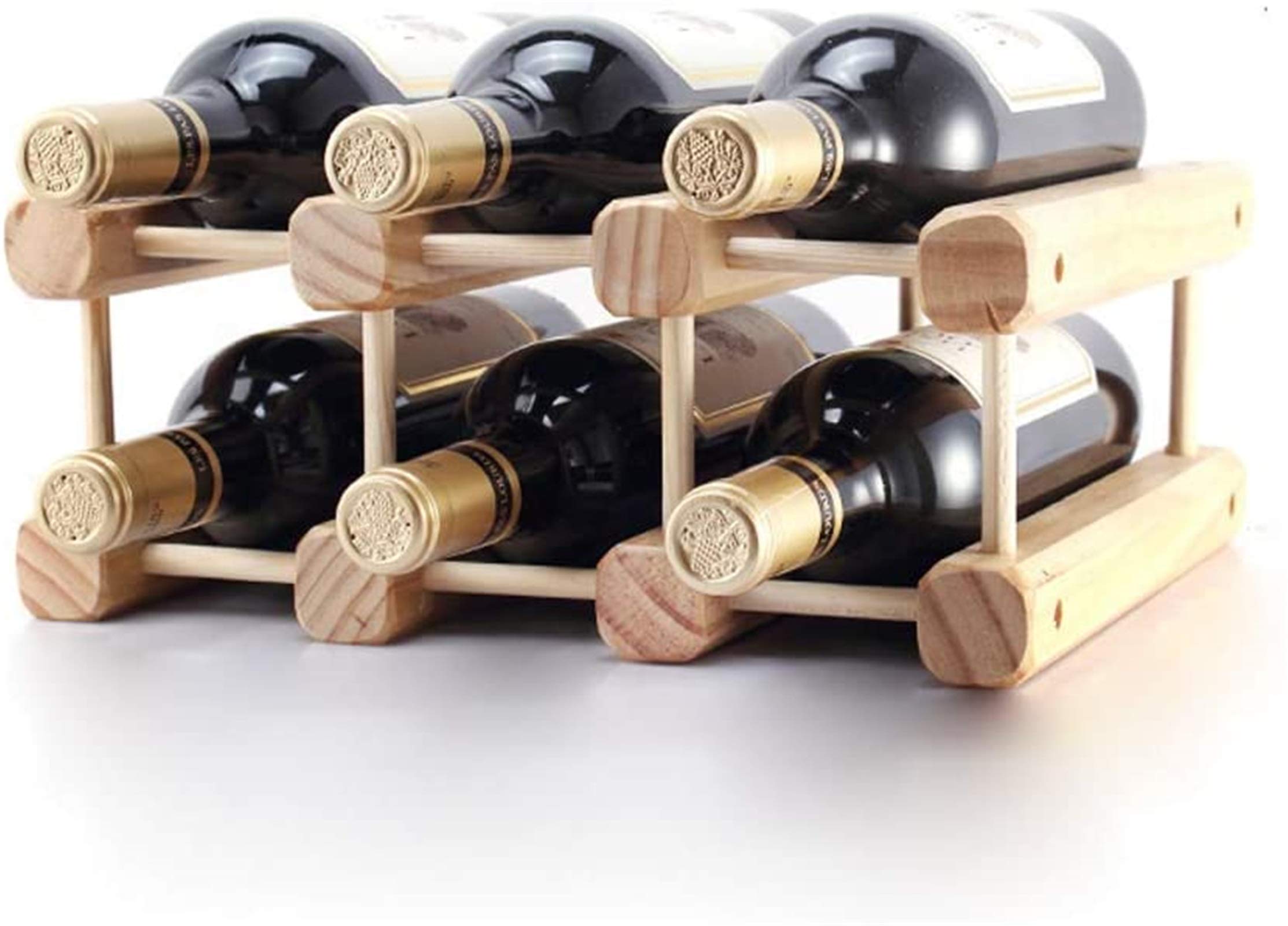 Porte bouteille bois massif empilable et petit casier à vin pour de petits espaces