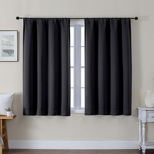 Miniatura 17 de Gwine - Cortinas opacas negras para dormitorio de 84 pulgadas de largo, juego de 2 paneles, cortinas sólidas reductoras de ruido con aislamiento