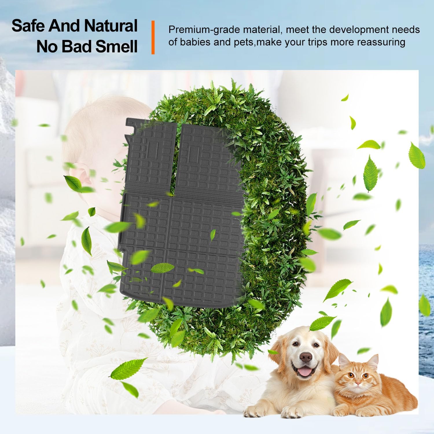 powoq Cargo Mat Compatible with 2024-2026 Chevy Trax Trunk Mat with Backrest Mat TPE Replacement for 2024 2025 2026 Chevy Trax Accessories (Trunk Mat with Backrest Mat)