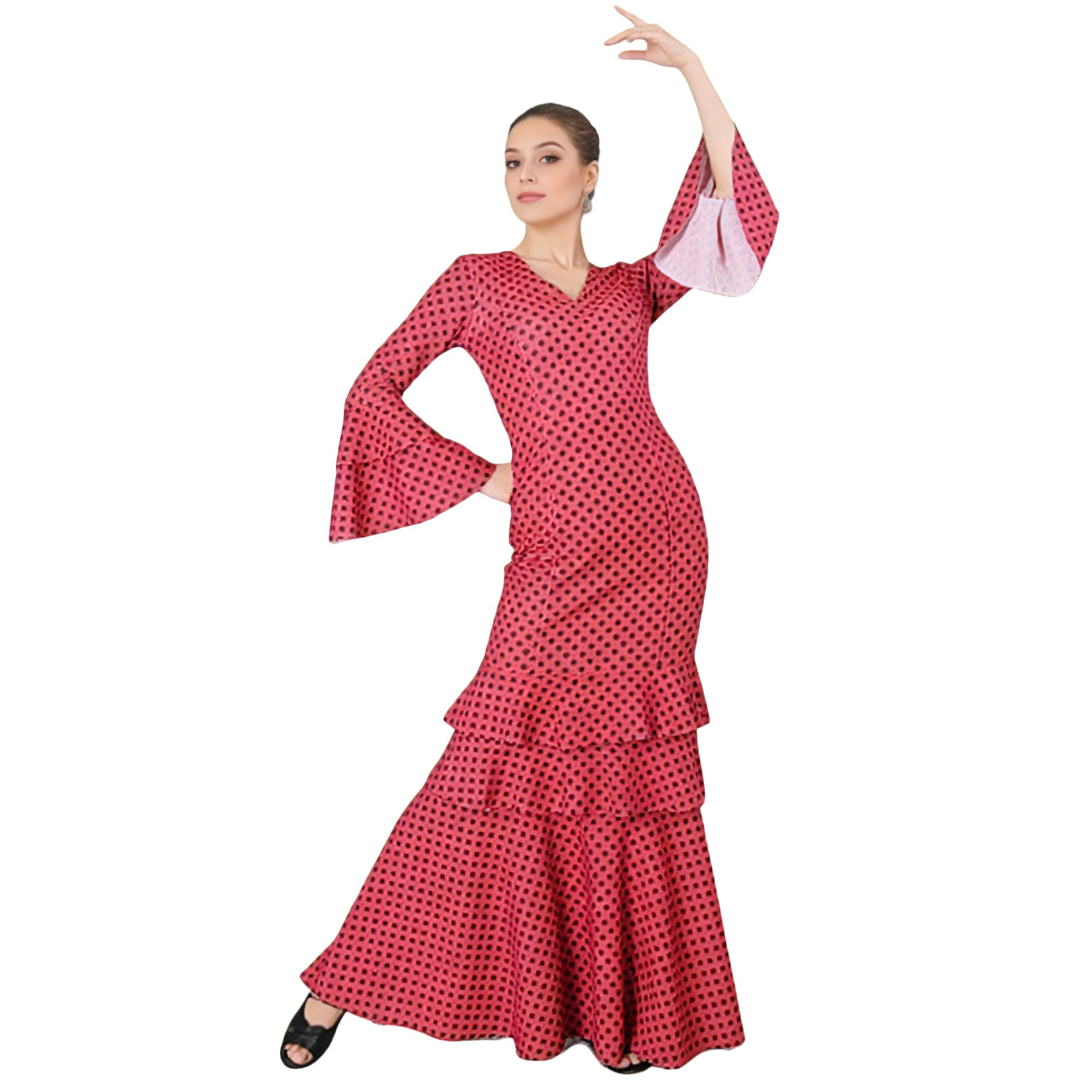 Wildarms Disfraz Flamenca Mujer Talla Única Traje Sevillana con Volantes para Feria de Abril y Baile Flamenco Disfr - variaciones