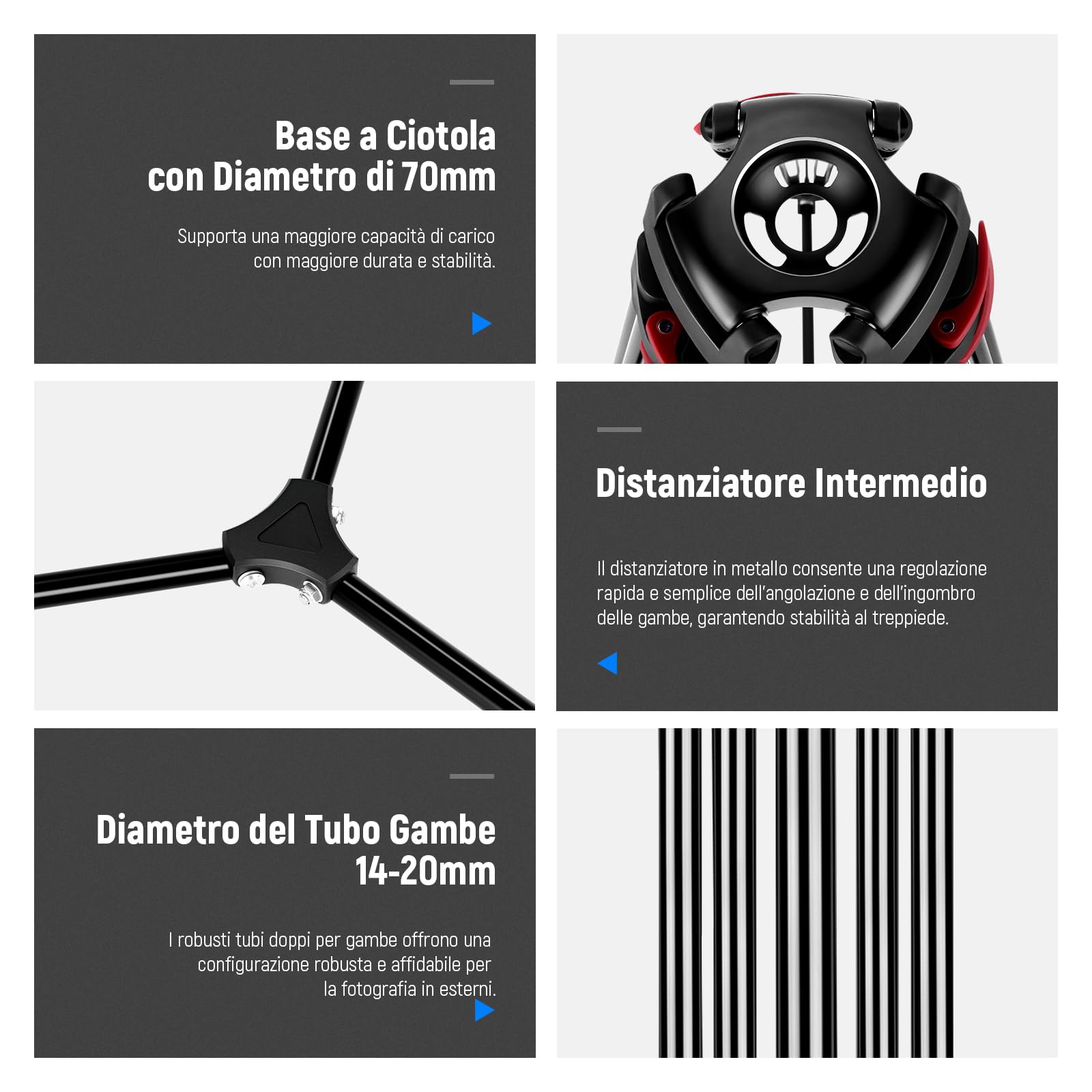 NEEWER Treppiede Fotocamera da 200cm con Testa Fluida 360°, Cavalletto Video Robusto in Lega Alluminio con Piastra QR Compatibile con Canon Nikon Sony e Altre DSLR Videocamere, Max 8kg, Panno Pulizia