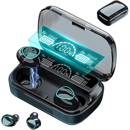 Wireless Earbuds,Bluetooth Headphones 140Hr Playtime Sports Ear Buds with Digital Display Charging Case, IPX5 Waterproof Headset with Microphone Cordless Earphone for iPhone Andriod TV…