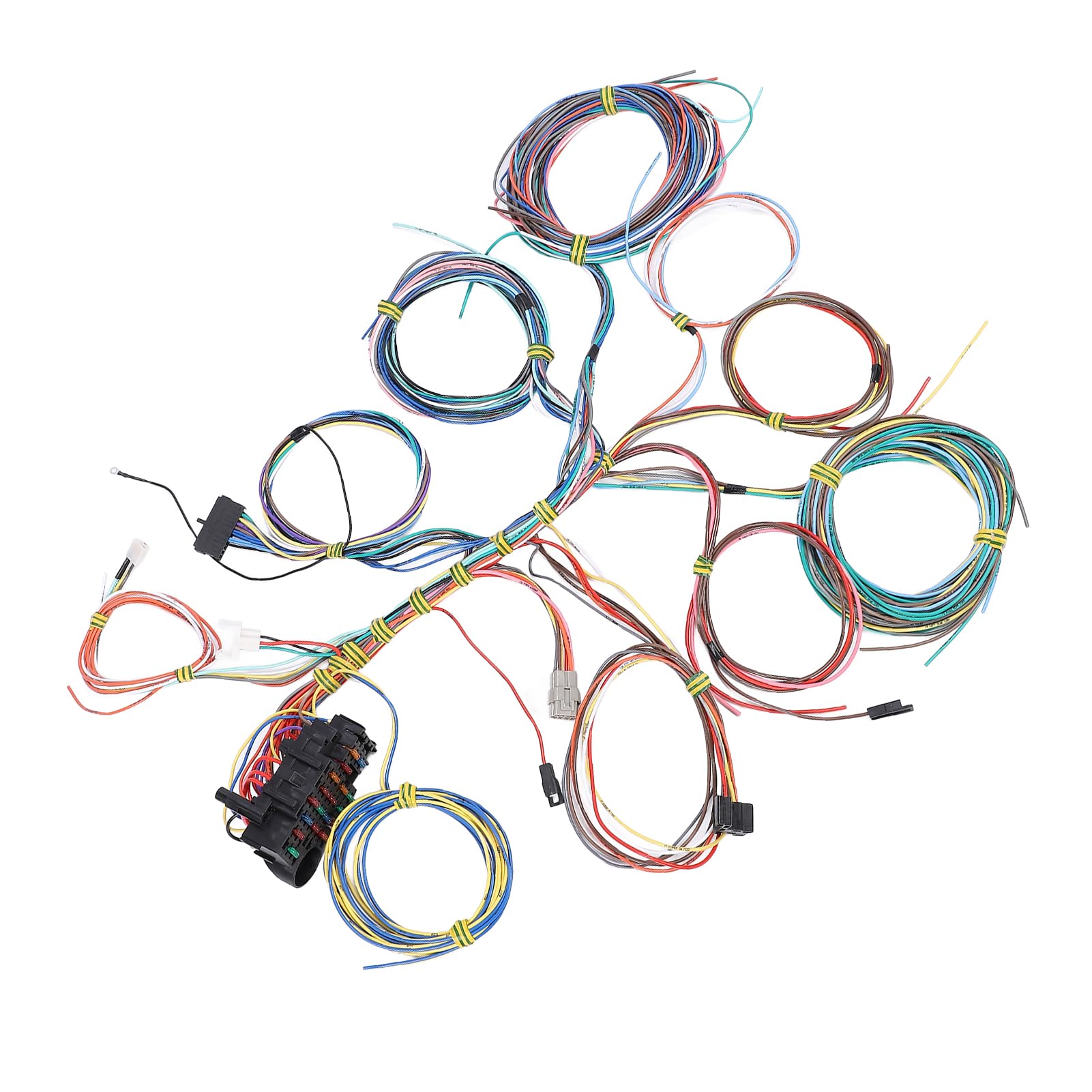 RiToEasysports Kit de Faisceau de Câblage 22 Circuits Faisceau de Câbles Automobile Universel avec Fils de Cuivre Isolés GXL Fusibles de Boîtier ABS pour Véhicules 12 Volts Projet de Camion Hot Rod