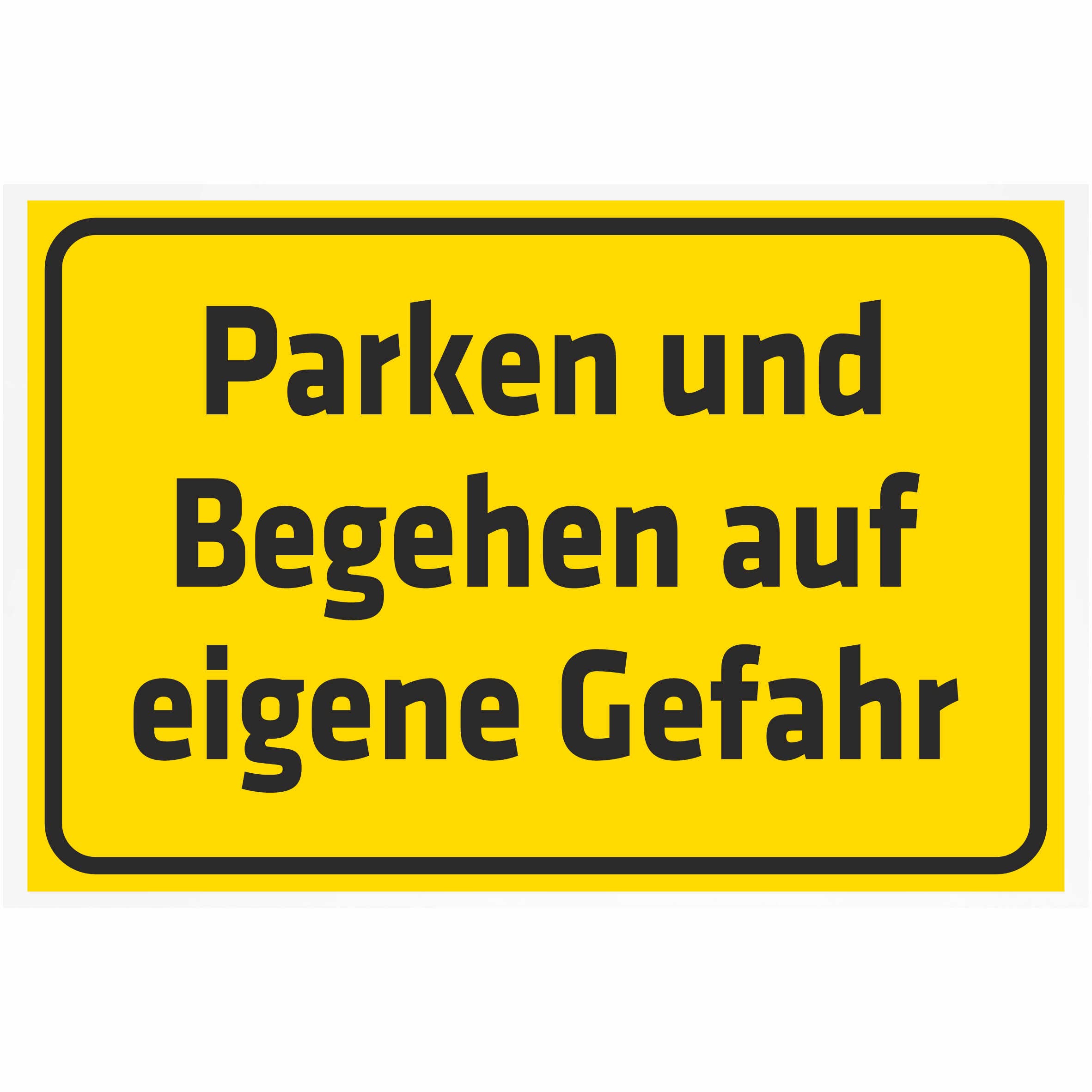 INDIGOS UG - Aluverbundplatte Schilder 3mm - Sicherheit - Parken und Begehen auf eigene Gefahr - 800x600 mm - Hotel, Firma, Schutz, KITA, Arzt, Praxis, Wohnung