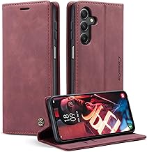 KZB Case for Samsung Galaxy A15 5G Book Cases with Mobile Flip Leather Magnetic Card Holder Stand Protective Flip Wallet Anti-Shock Case for Samsung Galaxy A15 4G/5G - Wine Red