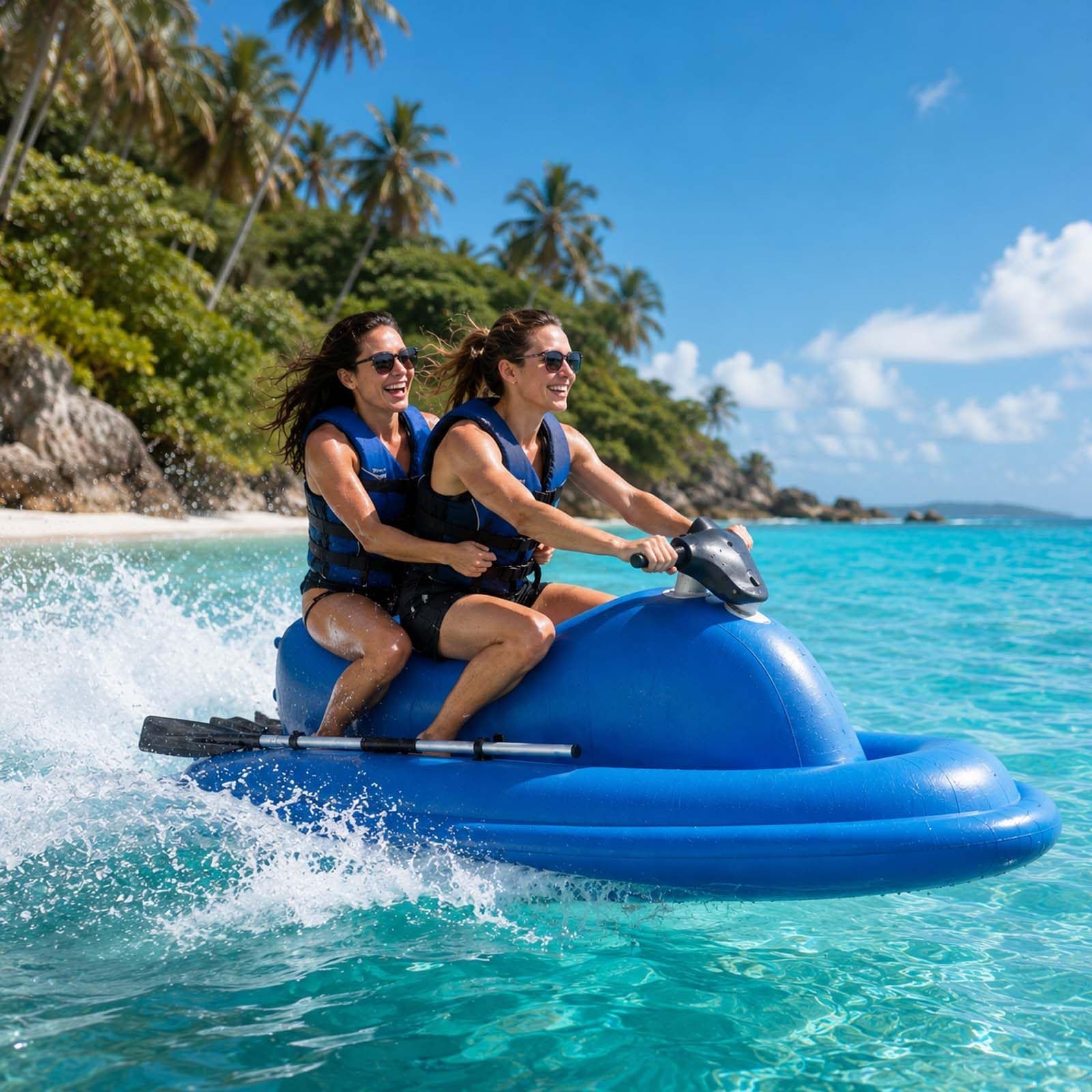 QFGain Portable Electric Inflatable Boat with 500W Sea Scooter, Backpack-Size Foldable Kayak for Adults, Fishing, Snorkeling and Lake Cruising Boat+500W10A