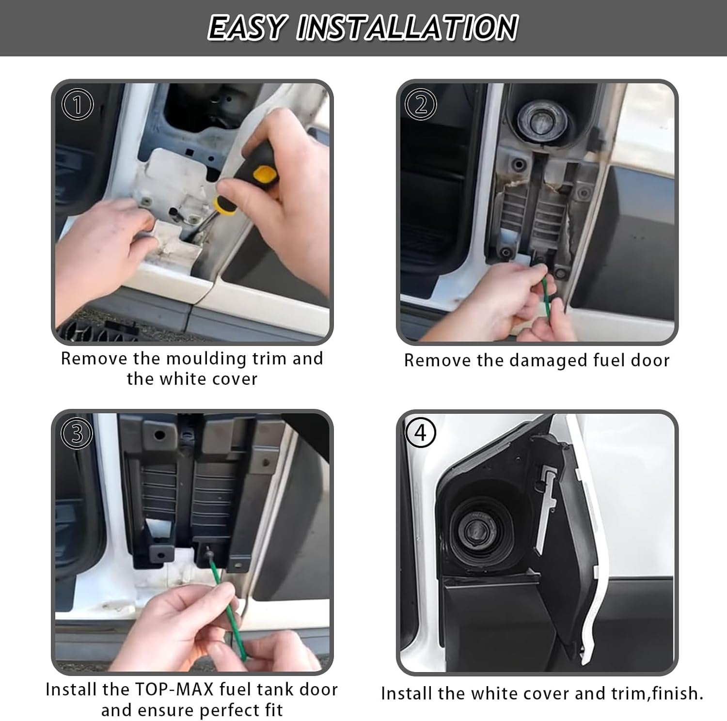 Transit Fuel Gas Tank Door & White Cover Assembly Fit For 2015-2023 Ford Transit 150 250 350(HD) Fuel Filler Door Housing Pocket w/Hinge Replace For CK4Z-5427936-A CK4Z-5427936-F