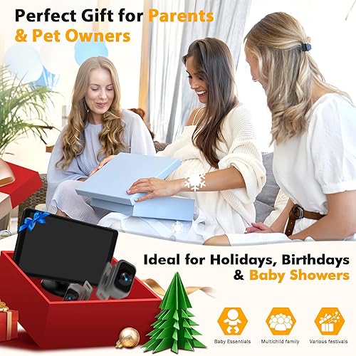 Miniatura 8 de Cámara de coche para bebé para 2 niños, monitor de pantalla dividida de 7 pulgadas, cámaras HD duales 1080P, visión nocturna, rotación de 360,