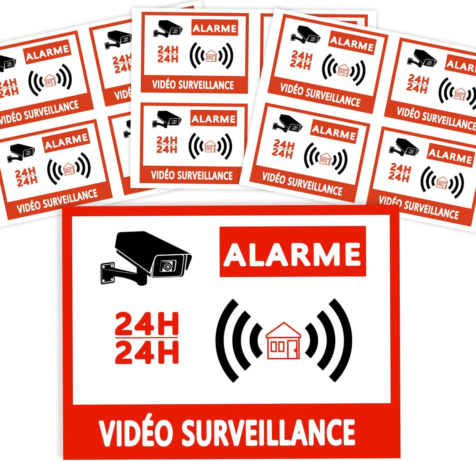 Autocollant De Dissuasion Vidéosurveillance Et Alarme - Sticker Propriété Sous Surveillance