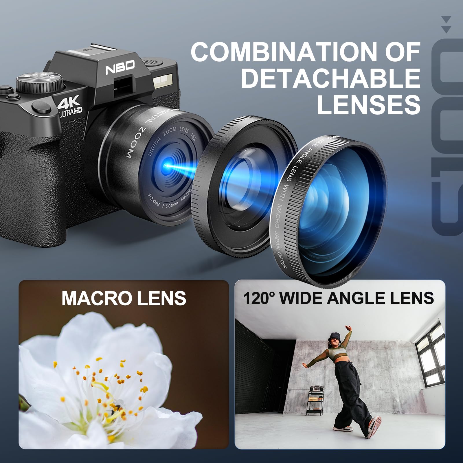 NBD 4K UHD デジタルカメラ 32GBメモリーカード付き Amazon Canada: NBD 4K Digital Cameras for Photography - 48MP
