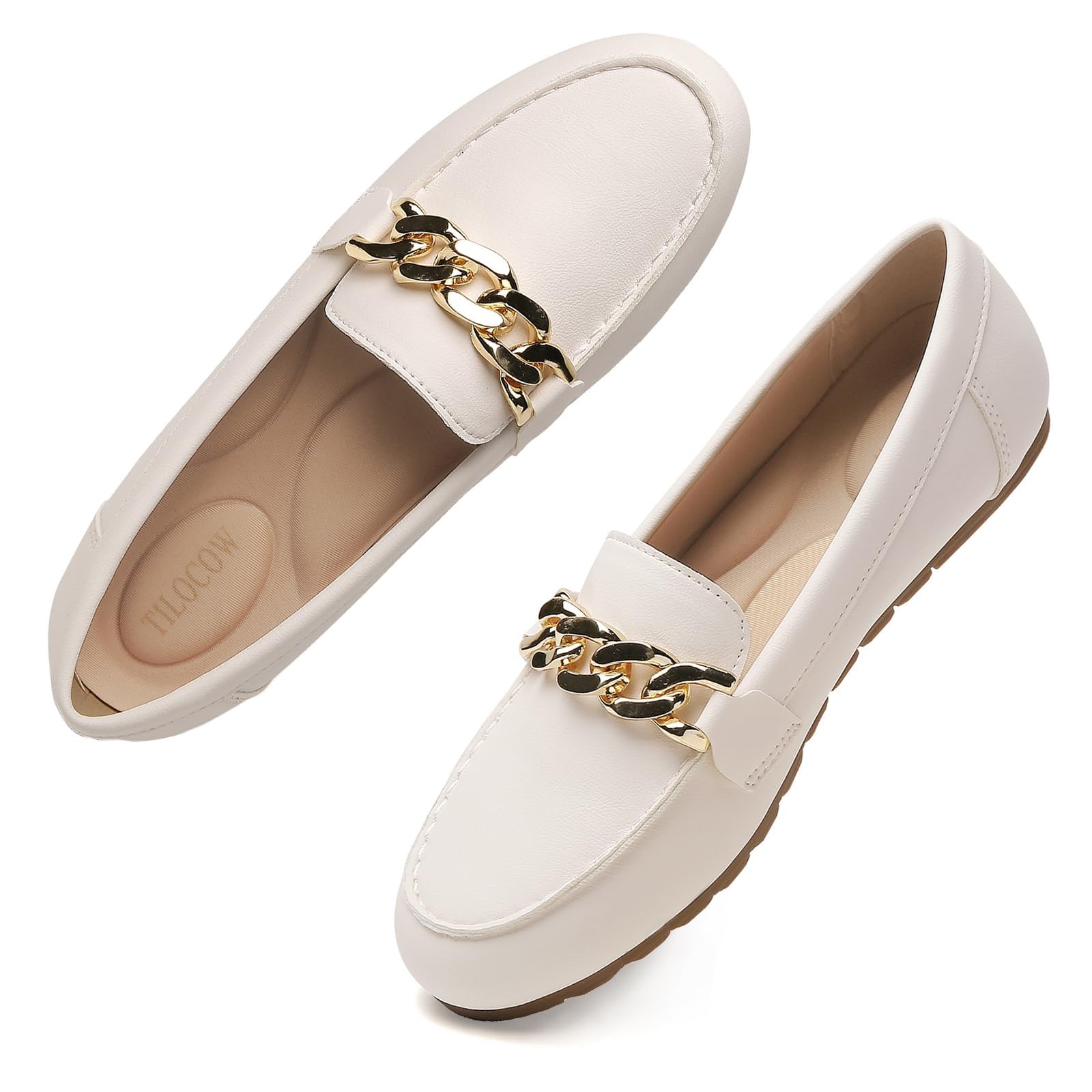 Tilocow Loafers for Women Comfortable Flat Casual Slip On Shoes Leisure Bussiness Work Ladies Shoes Lightweight Walking Flats with Arch Support