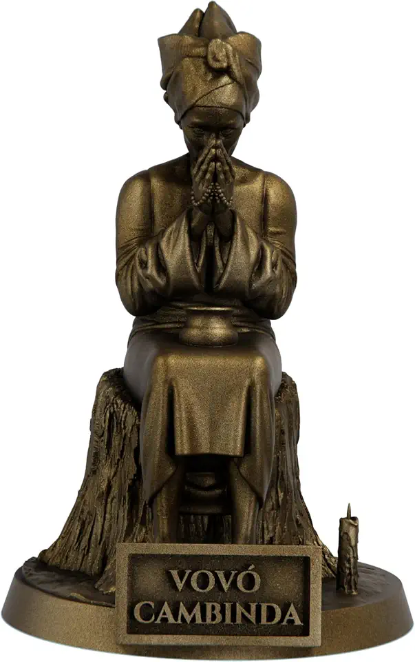 Estátua Vovó Cambinda - Preta Velha Umbanda Candomblé (Cor Ouro Velho)