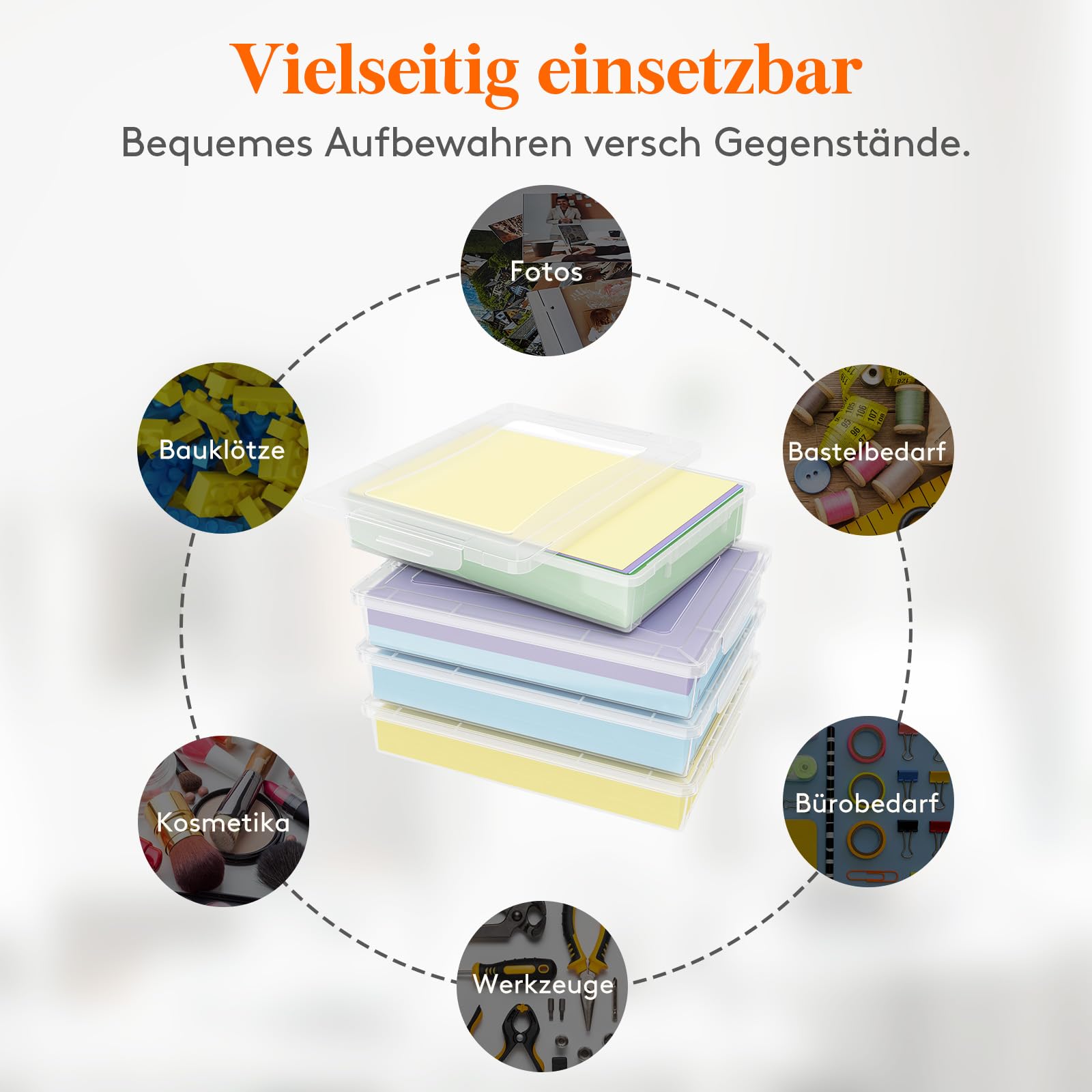 Lifewit 4 Pack 5L Aufbewahrungsbox A4 mit Deckel, Din A4 Box mit Clip-Verschlüsse, Dokumentenbox Archivbox, Storage Box für Bastelmaterial Papier Foto Künstlerbedarf Werkzeug, 32 x 23 cm/12x9, Klar