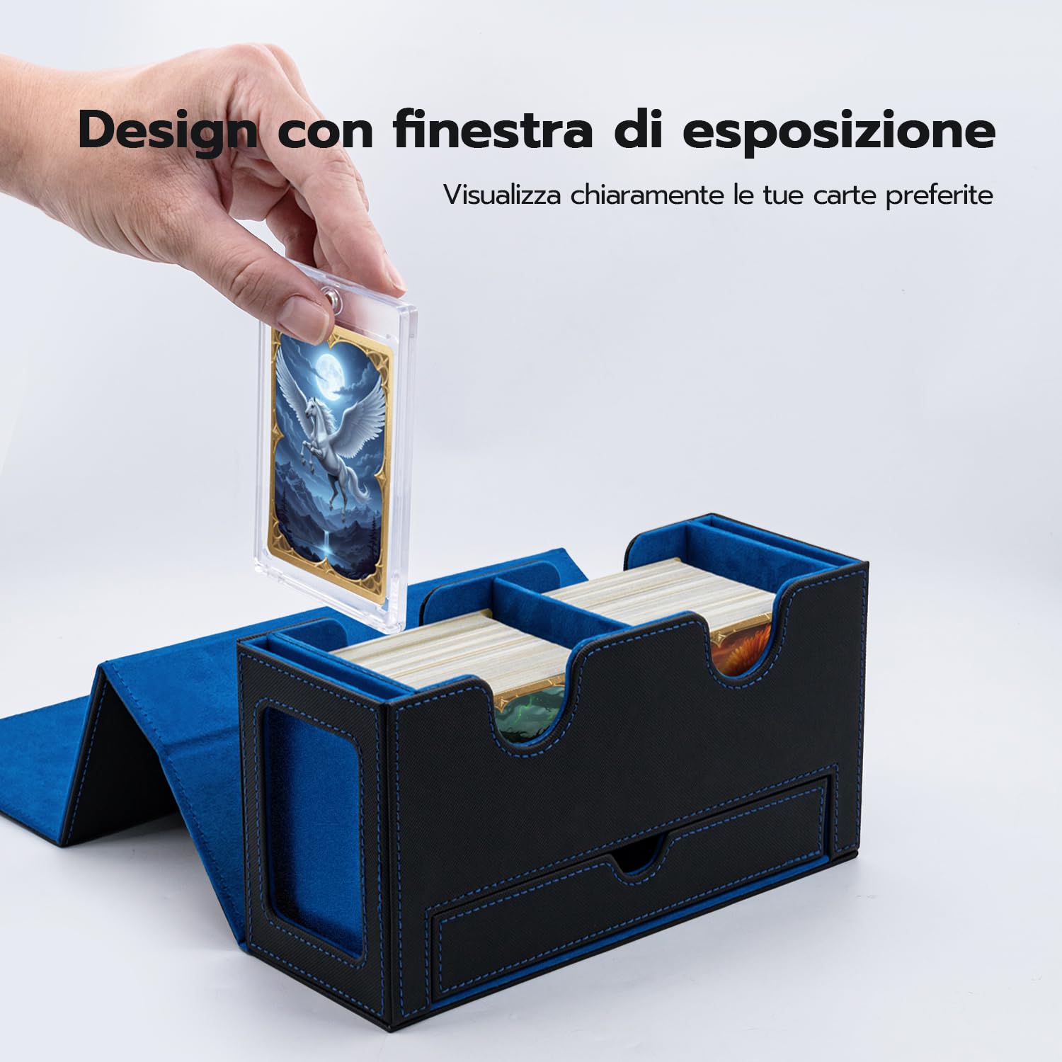 Wigearss Scatola Porta Mazzi, Box Porta Mazzo, Dippio Deck Box per Carte MTG, Carte TCG, Capacità di 300+ Carte Collezionabili