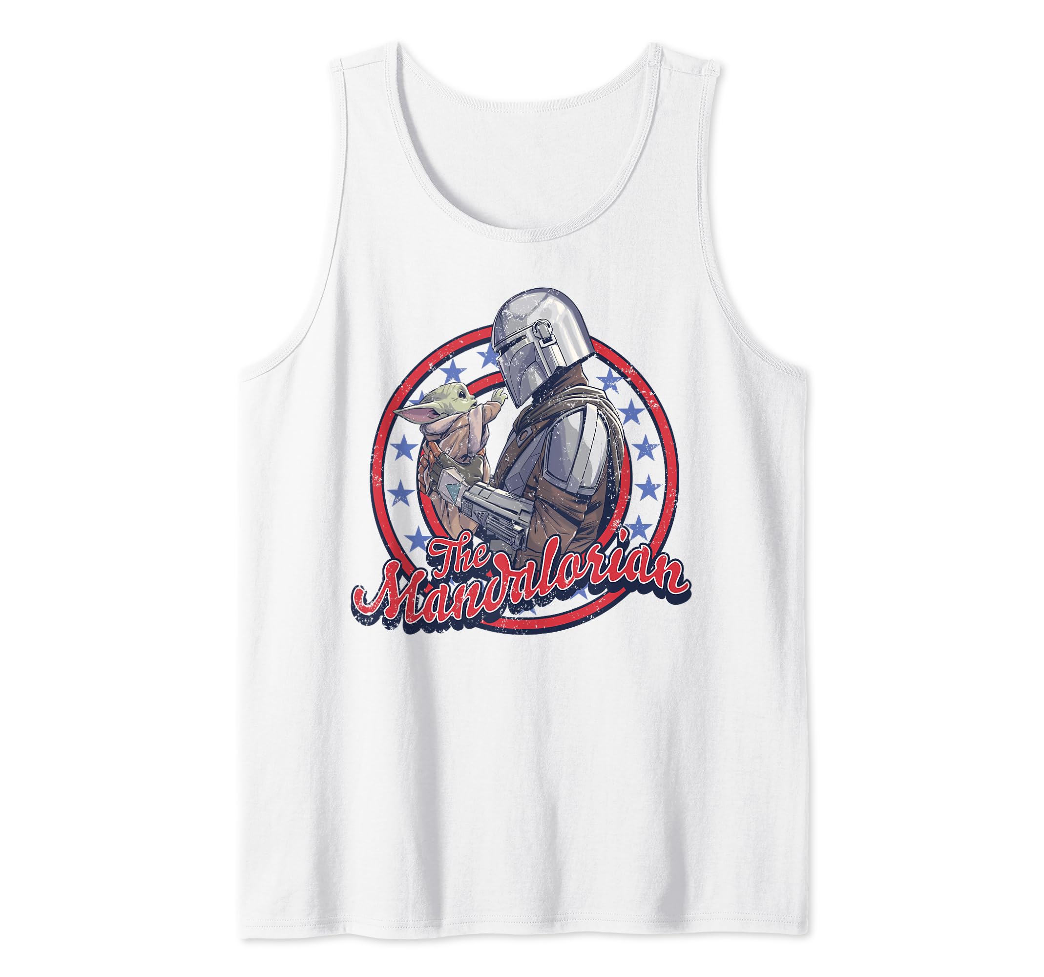 Star Wars: The Mandalorian Fourth Of July Mando & Grogu Tank Top, White