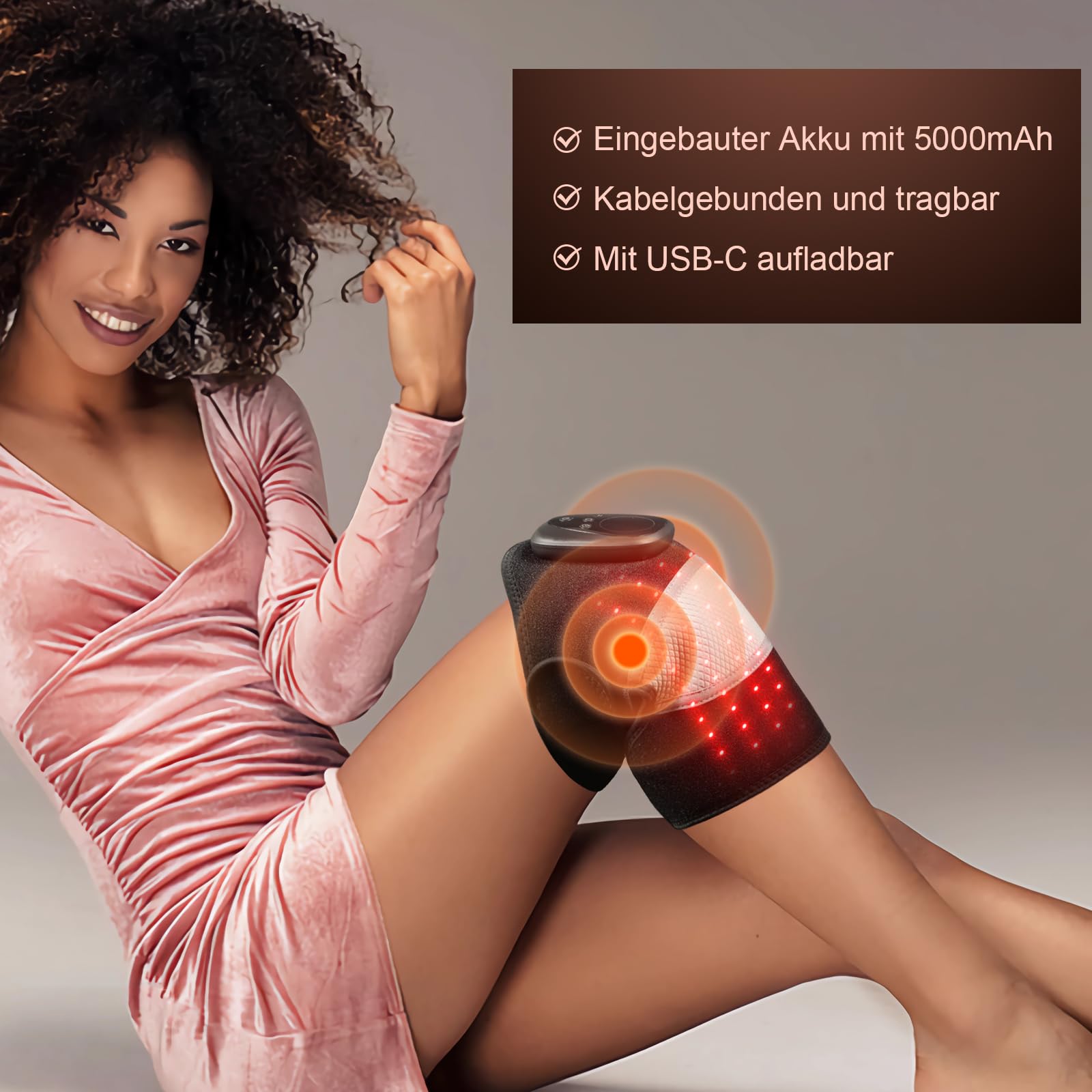 Kabelloses Knie - Massagegerät Mit Rotlicht Heizbare Kniebandage Arthritis Schmerzlinderung 3 - in - 1 Heizkissen Vibrationsfunktion Für Knie, Schulter, Ellbogen 5000 mAh Akku Bandage