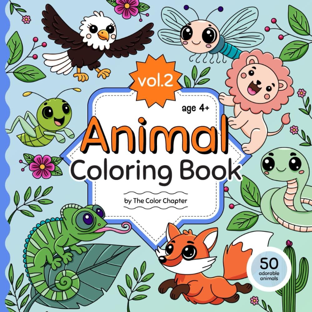 Animal Coloring Book with Fun Facts: Vol.2 (ages 4+)