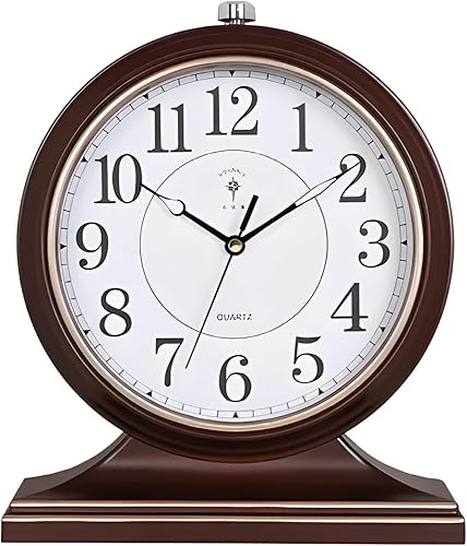 10-Inch Vintage Mantel Clock, Retro Silent Desk Clock, Large Luminous Dial, Elegant Office Gift