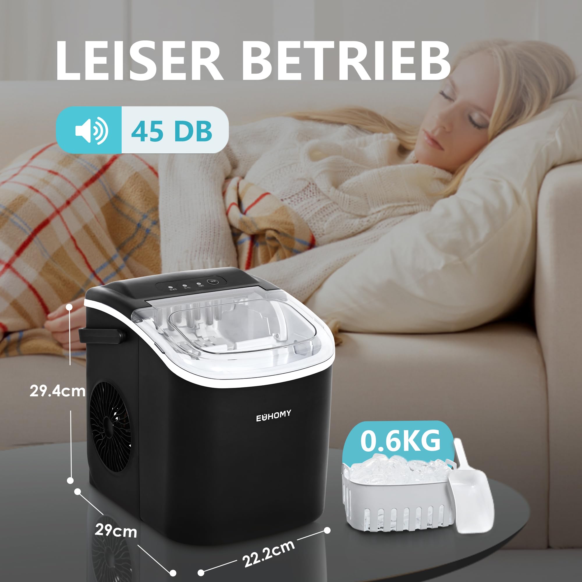 Euhomy Eiswürfelmaschine Klein 1.2L – Bild 7