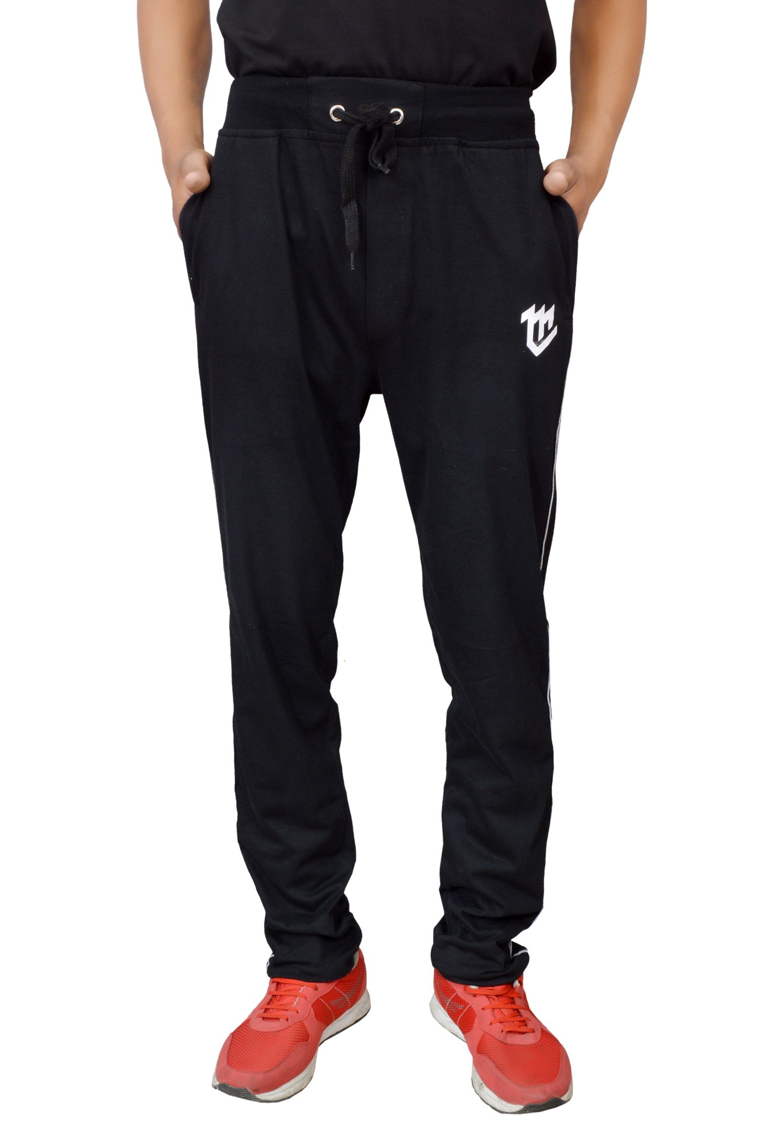MARK LEUTERegular Fit Side Stripe Track Pants for Men with 2 Side Zipper Pockets and a Back Pocket.