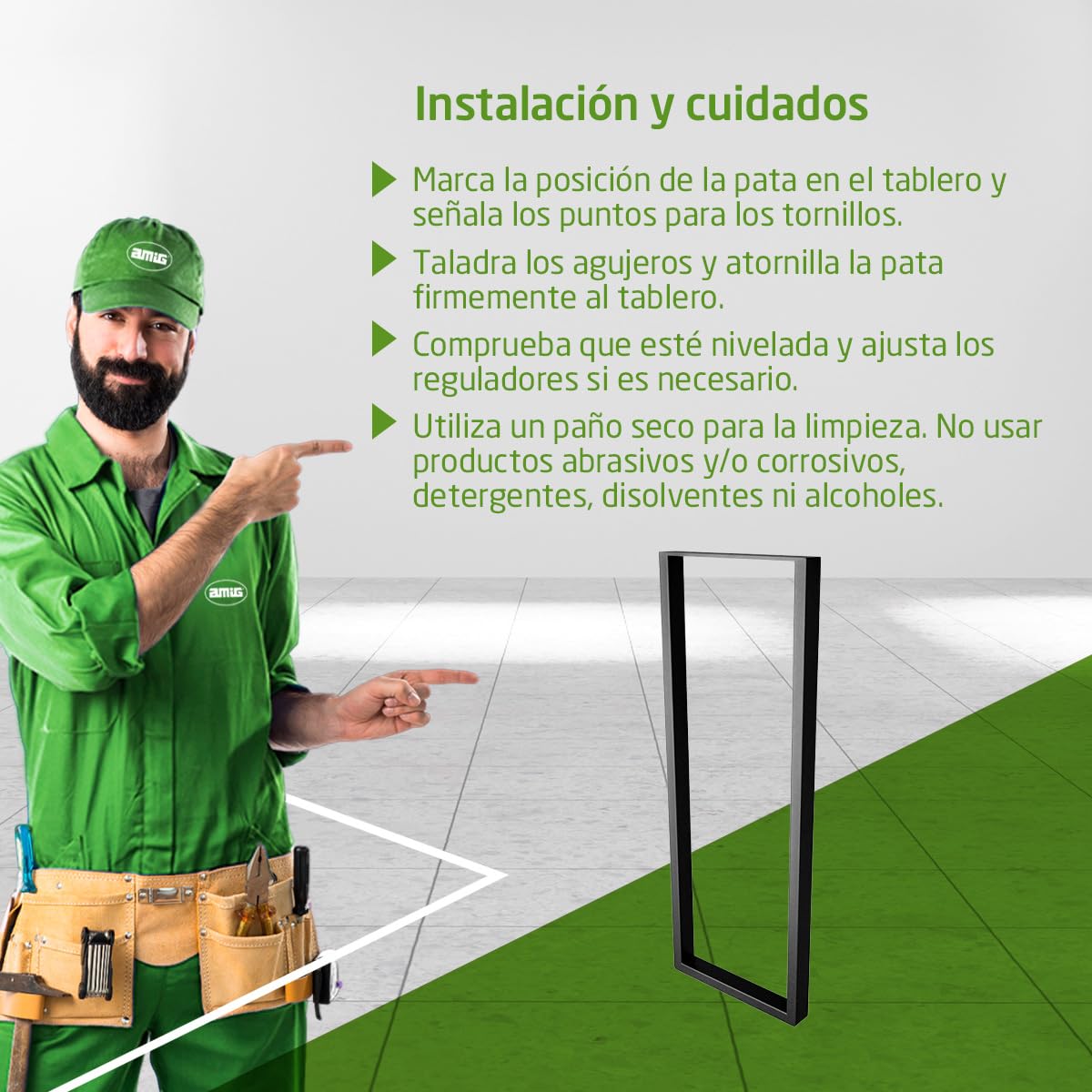 Amig - Juego de 2 Patas para Mesas de Recibidor o Entrada - Set de Patas para Mesa de Estilo Industrial - Material: Acero - 800 x 300 x 40 mm - Resistencia y Durabilidad - Acabado en Negro Mate