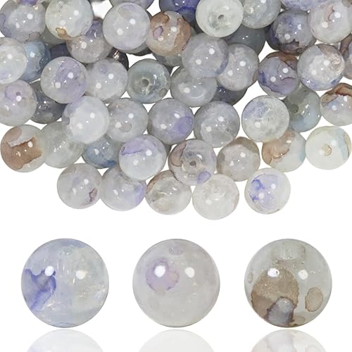 Miniatura 7 de 100 cuentas de vidrio agrietado de 0.394 pulgadas para hacer joyas, cuentas espaciadoras redondas, cuentas acrílicas para manualidades, cuentas a