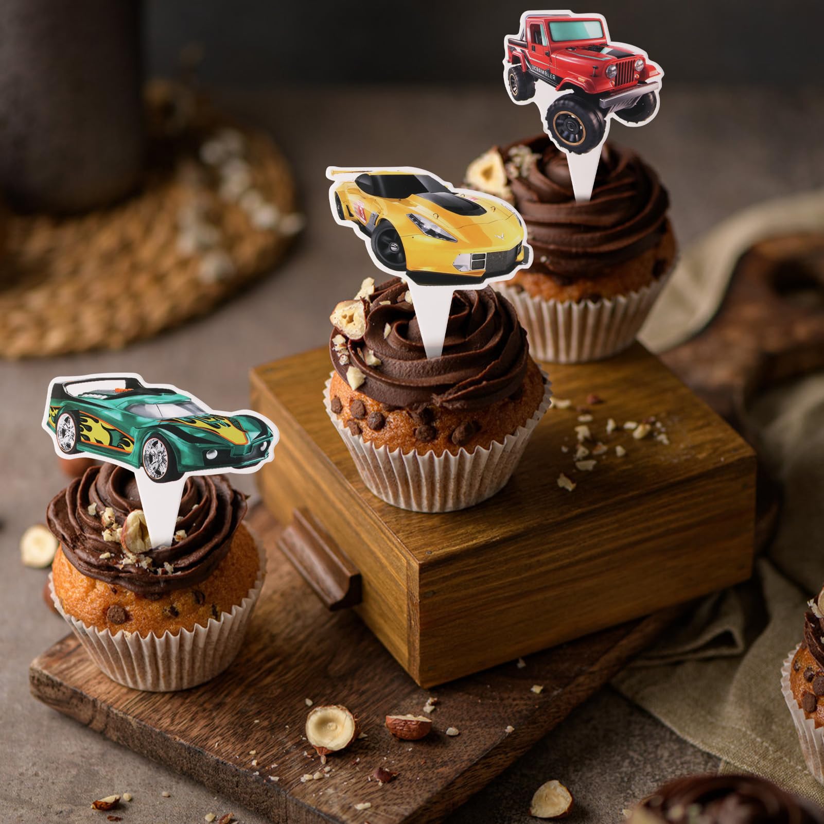 Cool Racing Car Cupcake Toppers - 24 Piece Set For Boys Birthday, Baby Shower & Race Car Theme Parties - View #13