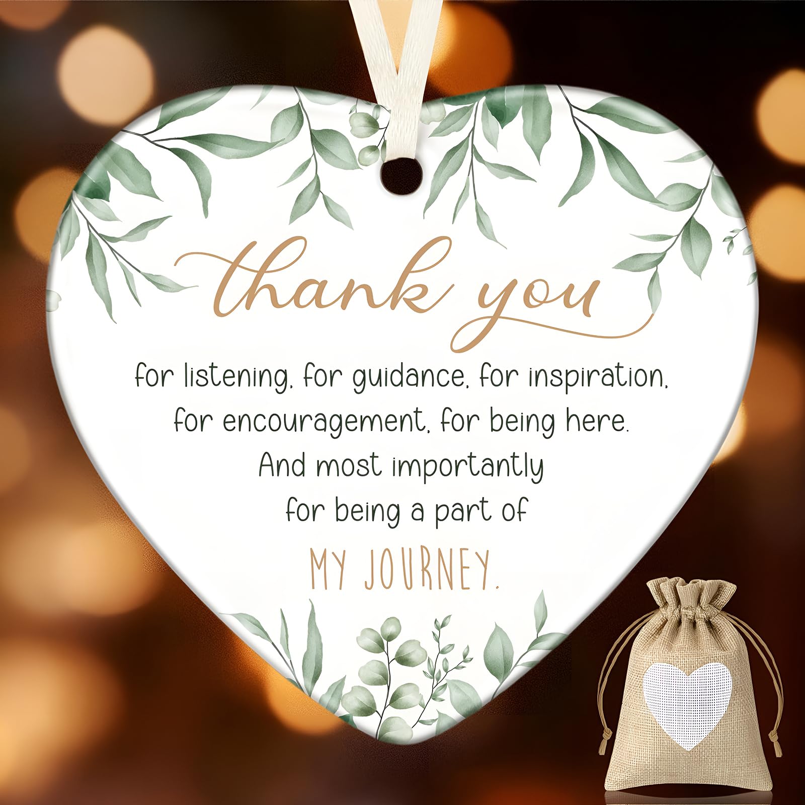 Geiserailie Heart-Shaped Thank You Teacher Ornament, Thank You Gift for Women, Being a Part of My Journey, Appreciation Gift for Teacher, Coworker, Employee, Boss, Friends