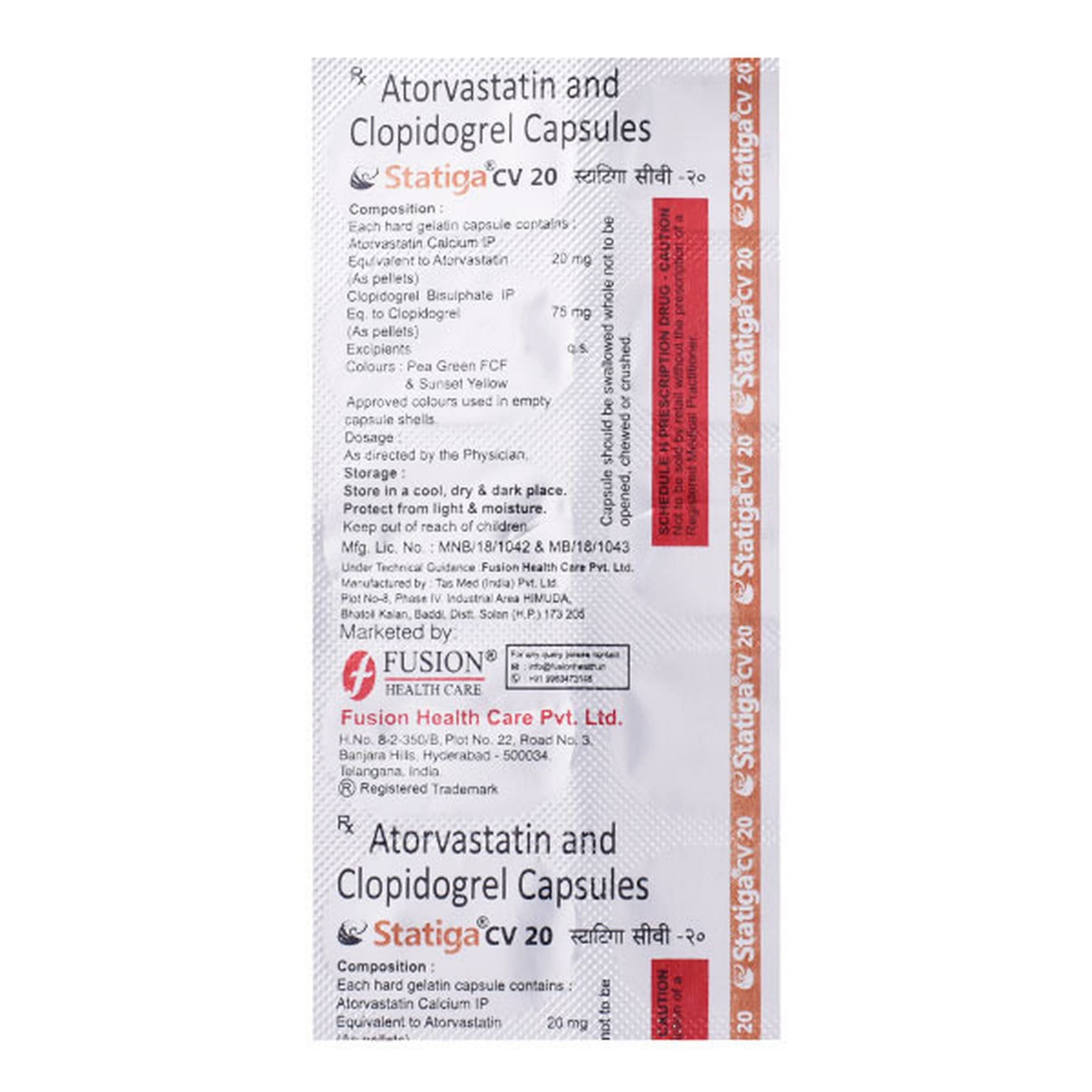 STATIGA CV 20 - Strip of 10 Capsules
