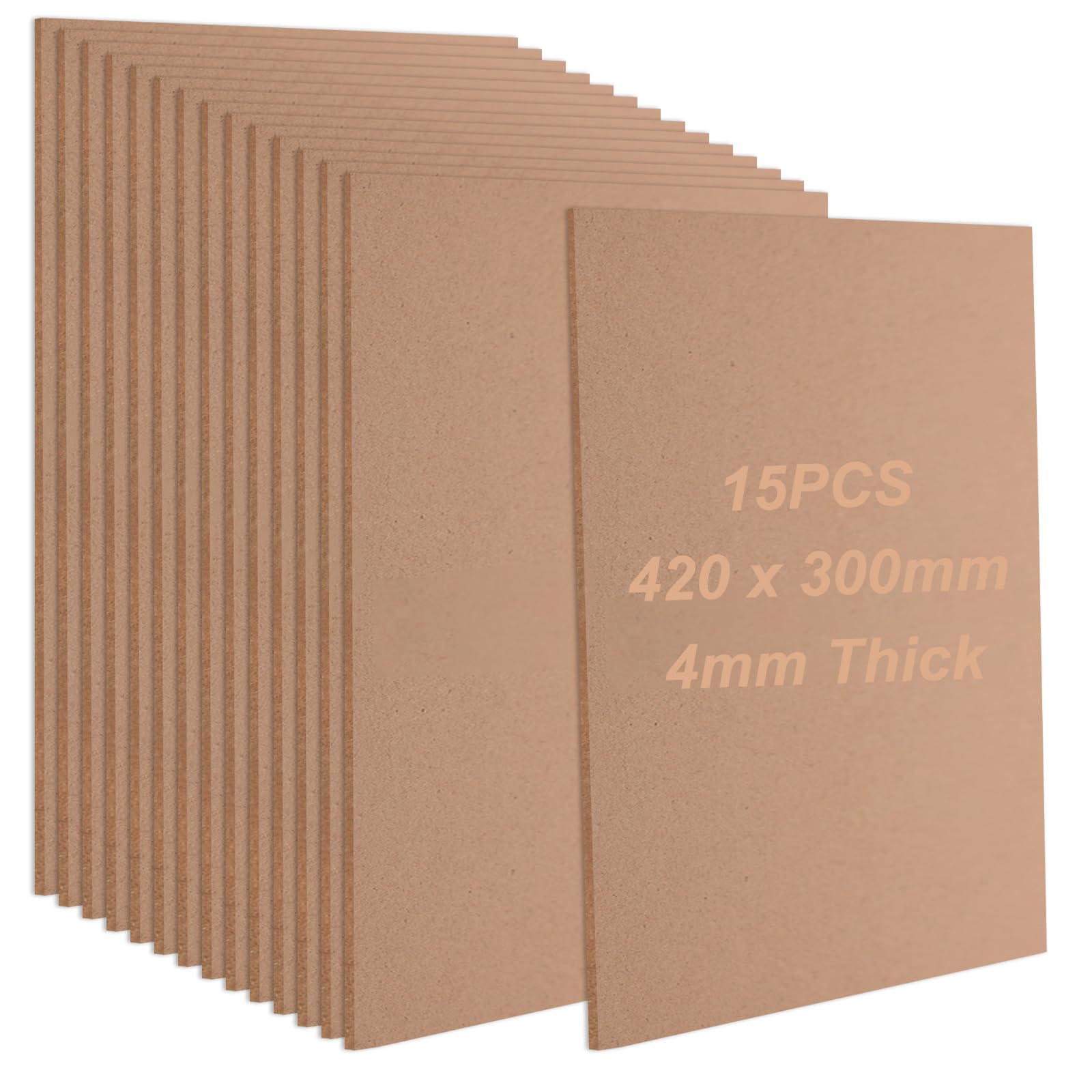 AHAQU 15PCS A3 MDF Wood Boards 4mm Thick Wood DIY Craft Project Board, 42 x 30cm MDF Blank Sheets for Painting, Modelling, Engraving, Fretwork, Arts