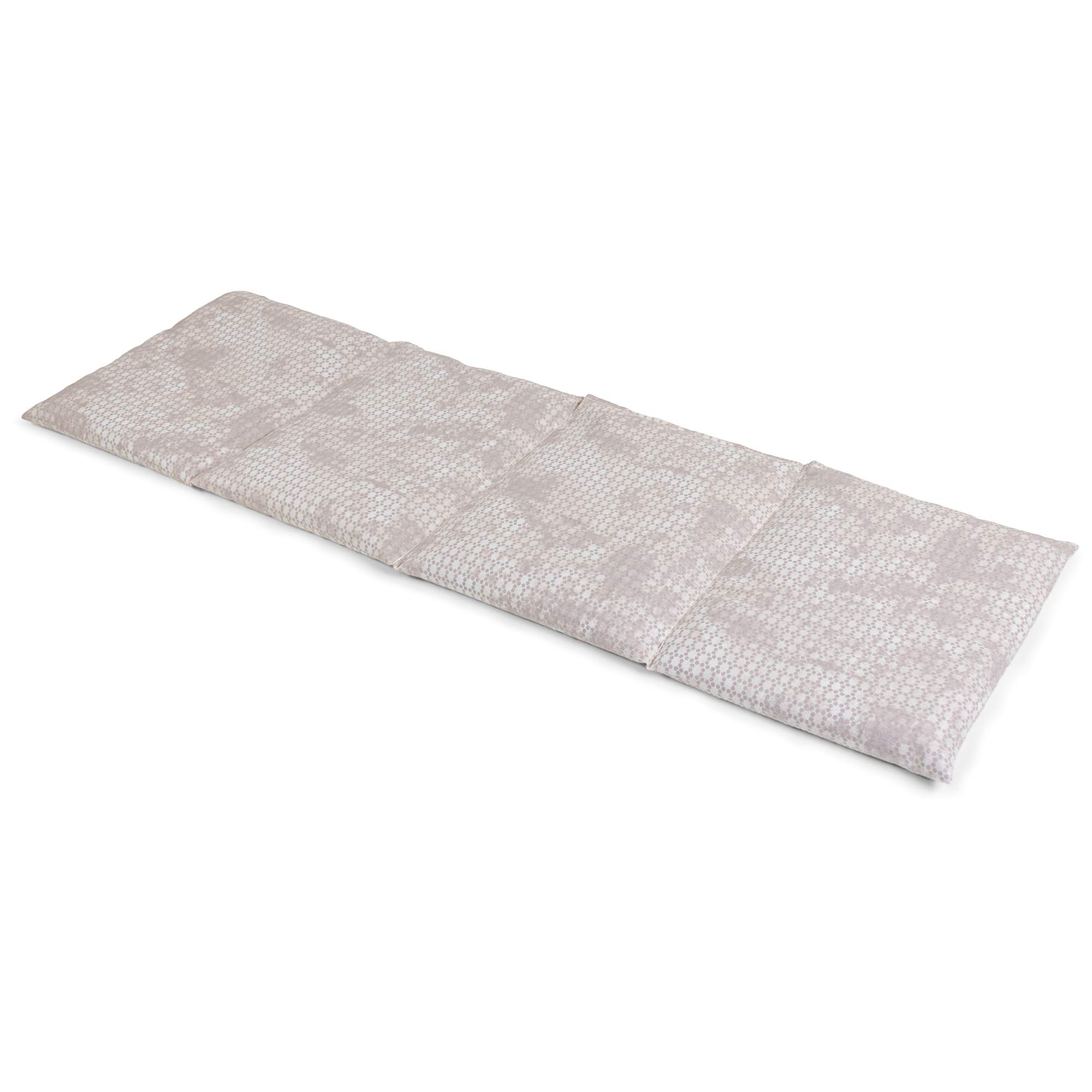 Almohada térmica compartimentada en 4 con semillas de grosella 60x20cm - Saco térmico para microondas - Calor y frío - Cojín térmico con semillas (Color: shabby chic gris-beis)