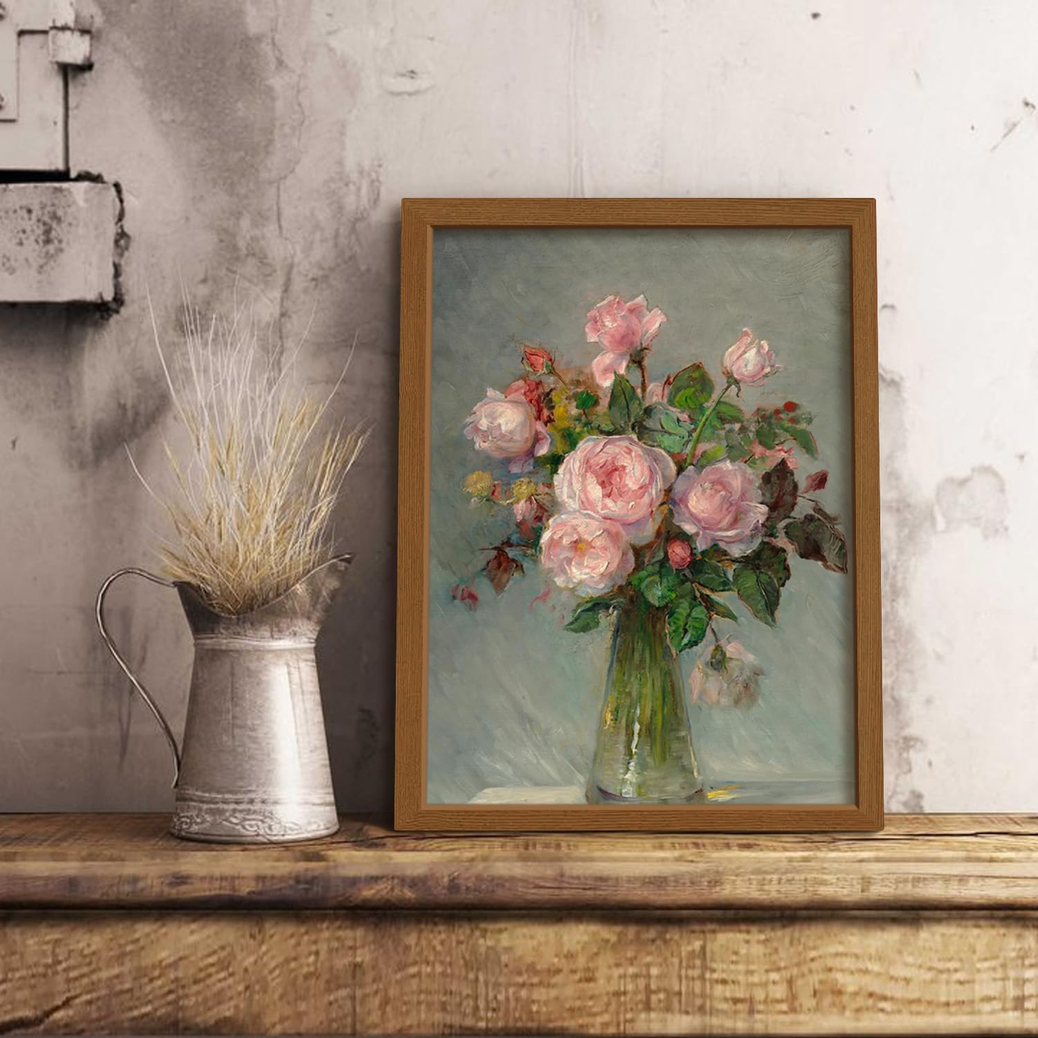Amazon.com: ZXDZSM Framed Canvas Wall Art Decor, Vintage Floral