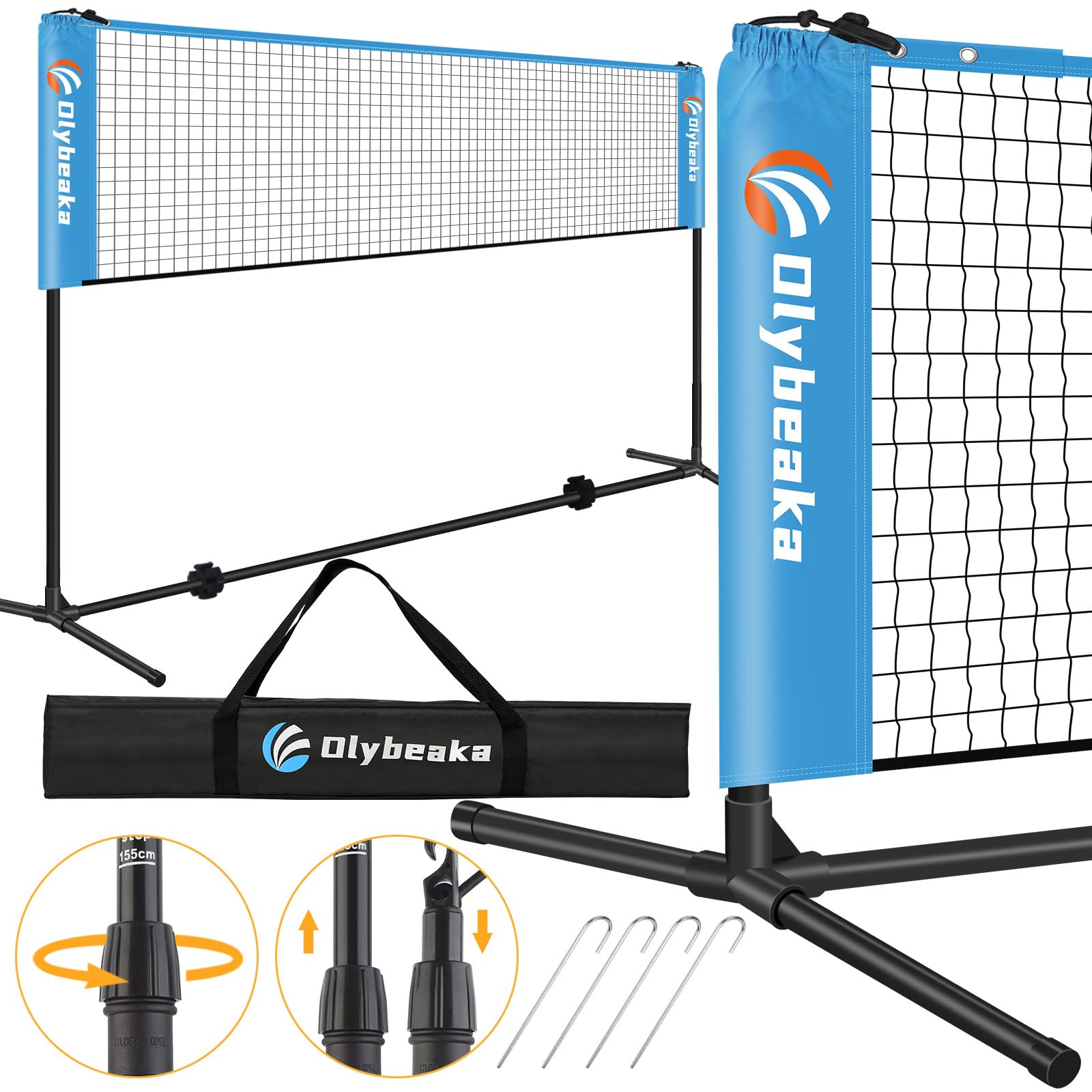 Portable Badminton Pickleball Net 10ft/14ft/17ft/20ft Wide, Multi Height Adjustable Indoor Outdoor Net for Junior Tennis, Kids Volleyball & Soccer and Backyard Games - Easy Set Up