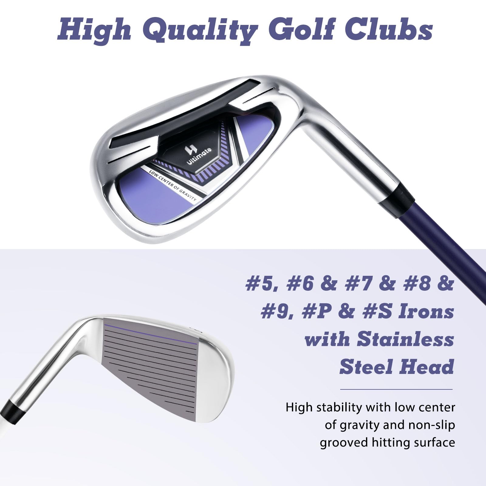 LIFEZEAL Set Complet de Clubs de Golf pour Femmes, Jeux de Clubs de Golf #1 Driver, 3 Fairway, 5 Hybride, 5#6#7#8#9#p #s Fers, Putter, Sac de Golf Portable avec Housse de Pluie, Droitiers