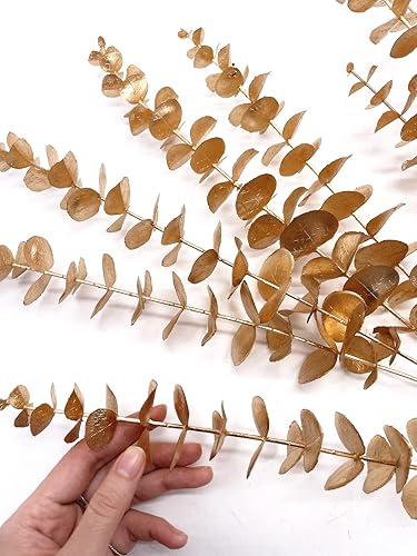 Miniatura 4 de Plantas artificiales para decoración navideña, eucalipto dorado falso, arbustos de hierba de plástico, hojas para interiores y exteriores, hogar,