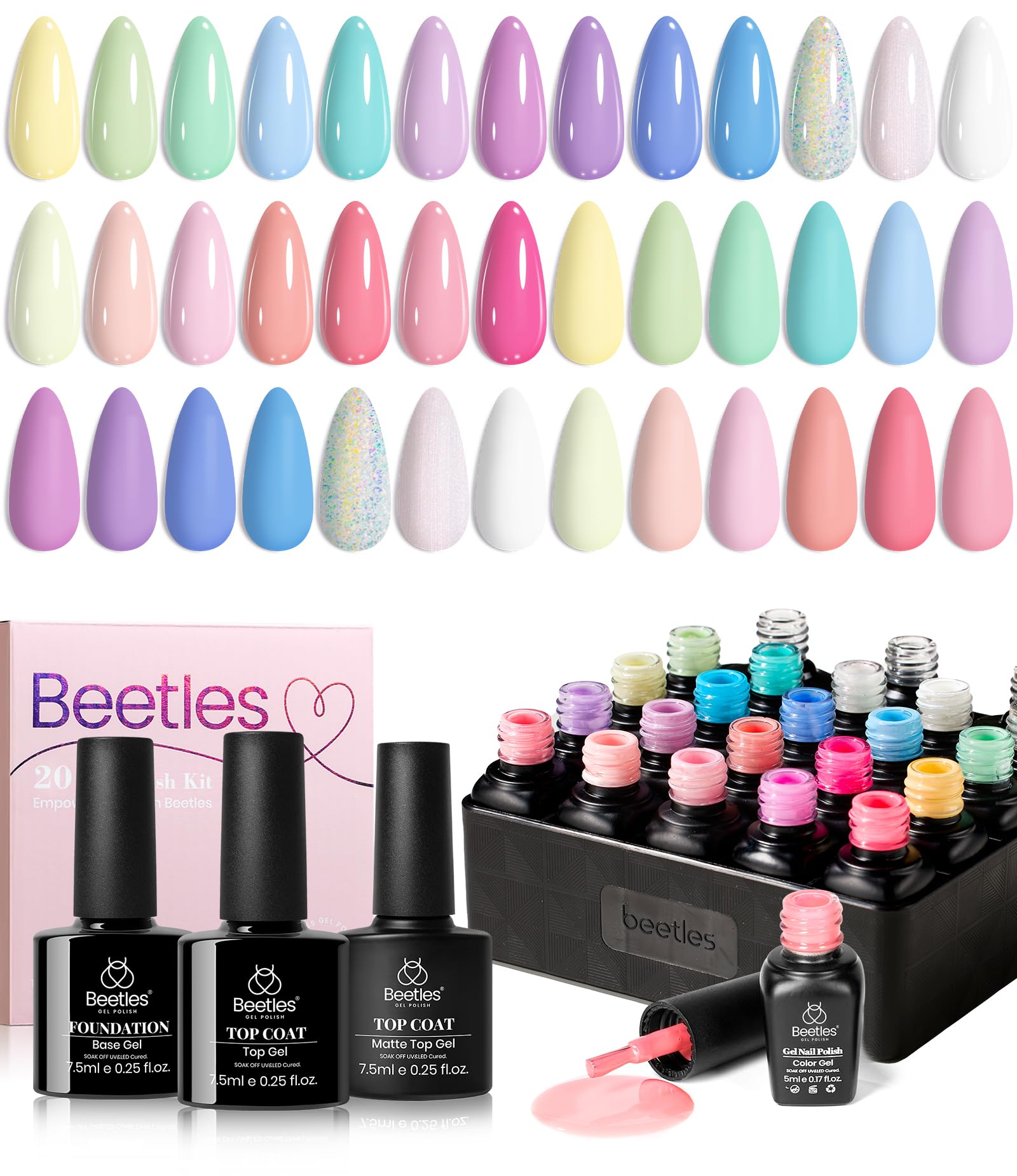 beetles Pastel Gel Polish Set, 20 Colors Dreamy Town