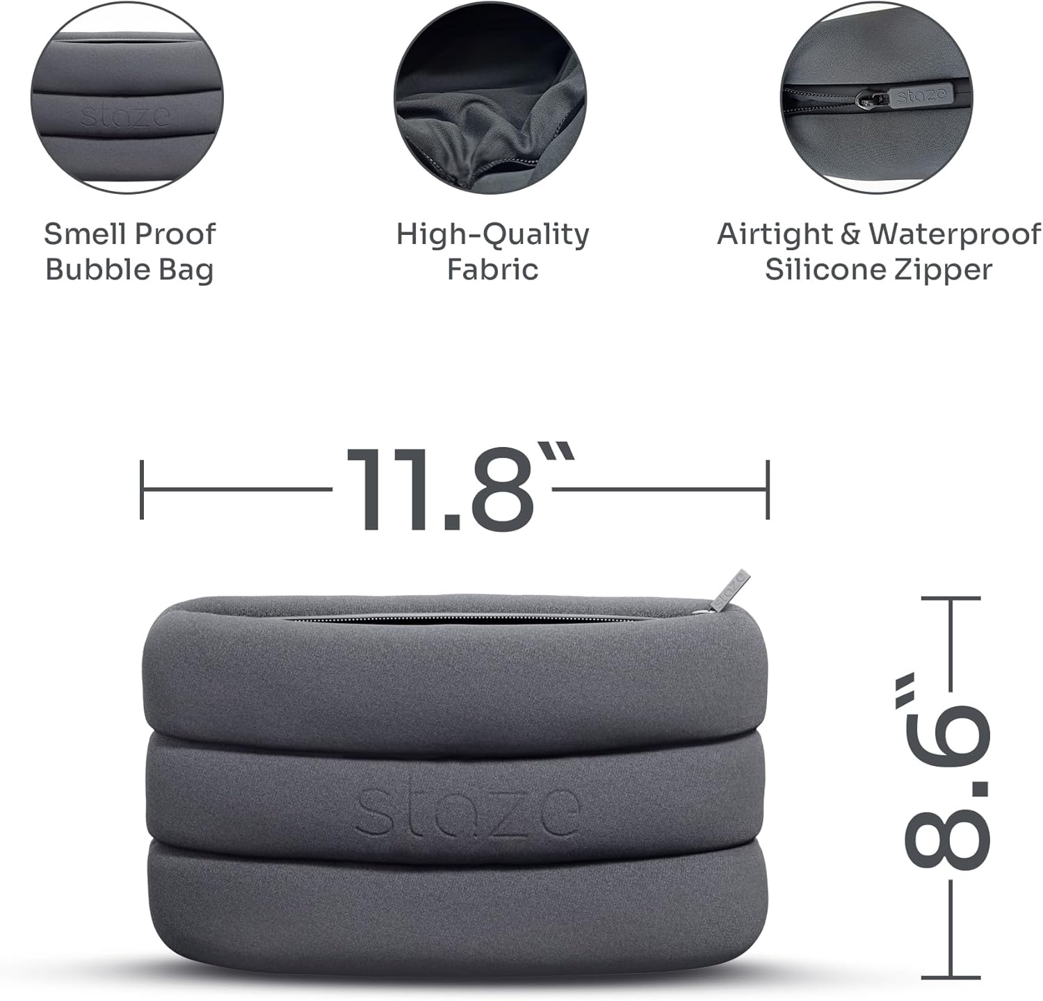 Staze Bag - Waterproof, Neoprene Pouch, Zipper Closure Stylish Pouch for Travel & Storage (Slate, 10.5” x 7”) - Image 5