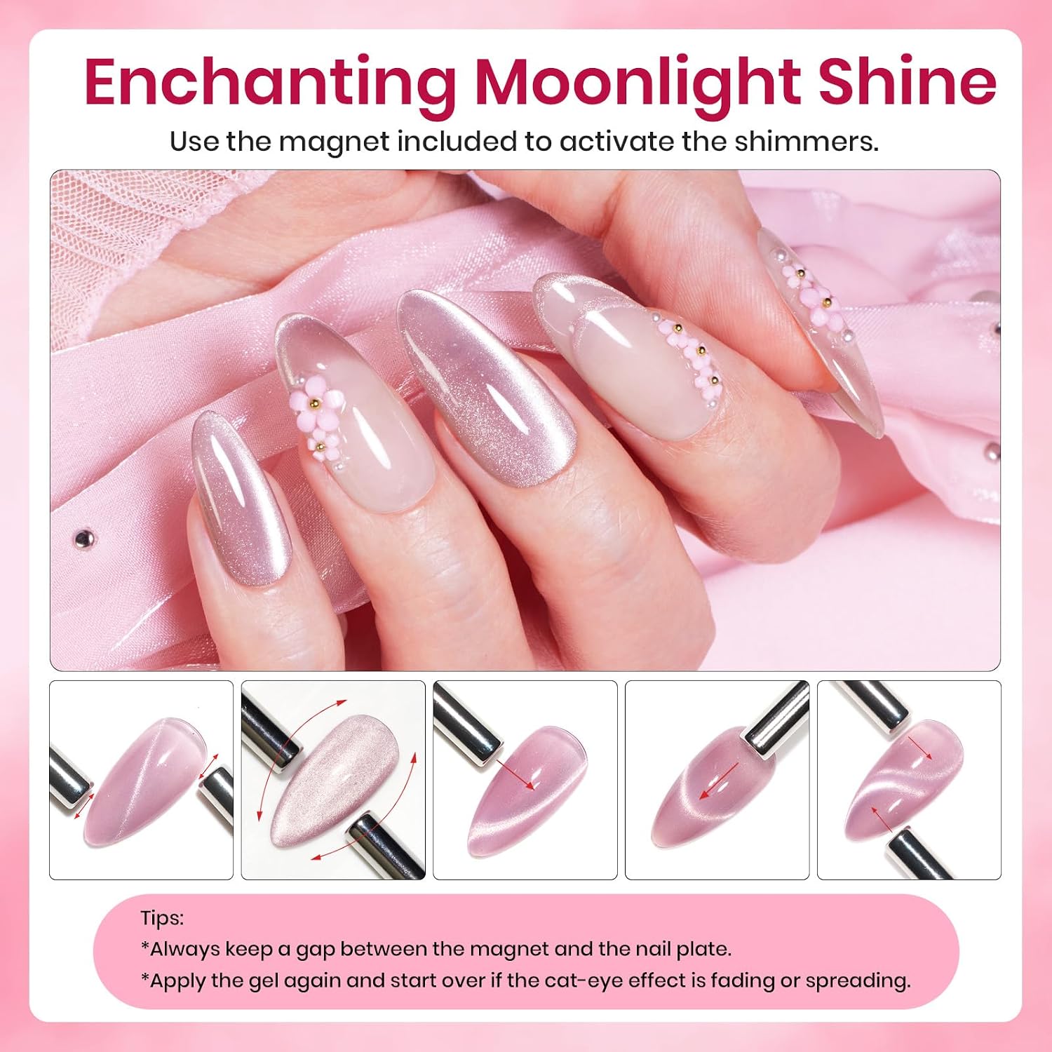 Beetles Nude Cat Eye Gel Nail Polish Set - Nude Reflection 6 Colors Summer Cat Eye Gel Polish Kit Silver Nude Pink Neutral Glassy Finish with Magnet Soak Off UV Manicure Salon at Home Gift for Women