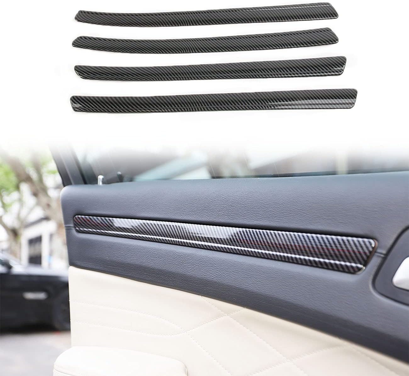 crosselec Carbon Fiber 4 Doors Panel Decor Trim Cover for 2015-2021 Chrysler 300