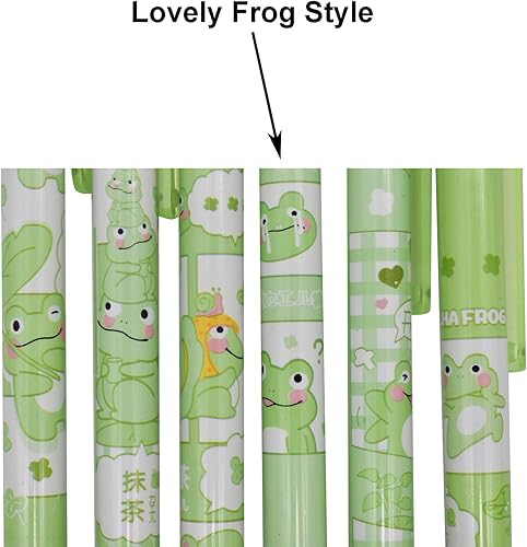 Miniatura 3 de Maydahui 12 bolígrafos de gel de rana Matcha verde, con dibujos animados, bolígrafos retráctiles, tinta negra, para oficina, escuela, fiesta