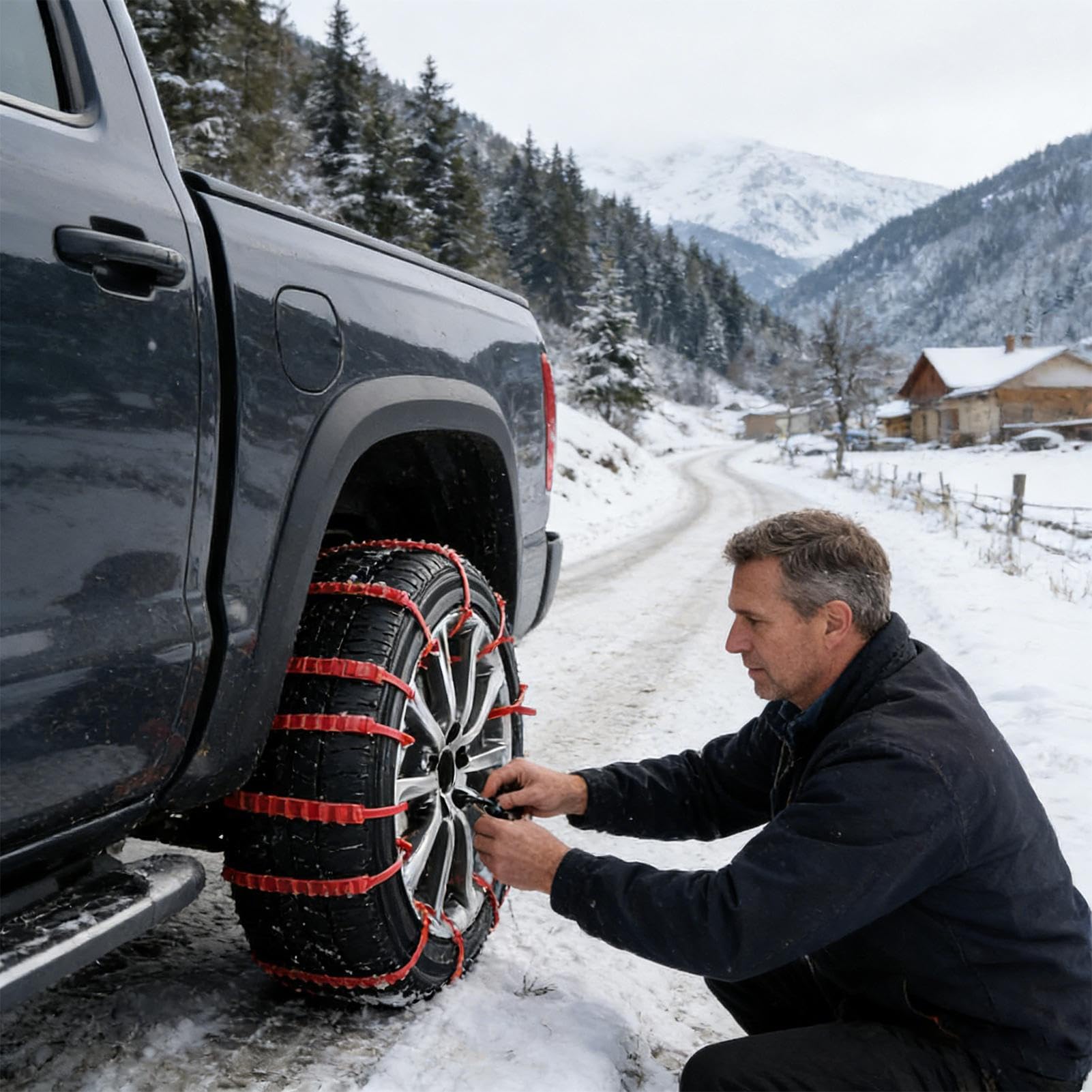 Reifen Schneekette - 20 Stück Wiederverwendbare Anti-Rutsch Schneeketten | Universal Verstellbare Gurt-Ketten Für Auto & SUV， Einfache Anfahrhilfe Bei Schnee， Matsch Und Auf Glatten Straßen