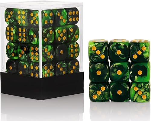 Juego de 36 dados de 0.472 in, 6 caras, juego de dados D6 de dos colores, 6 dados estándar de 6 caras para Yahtzee, Bunco o enseñanza de