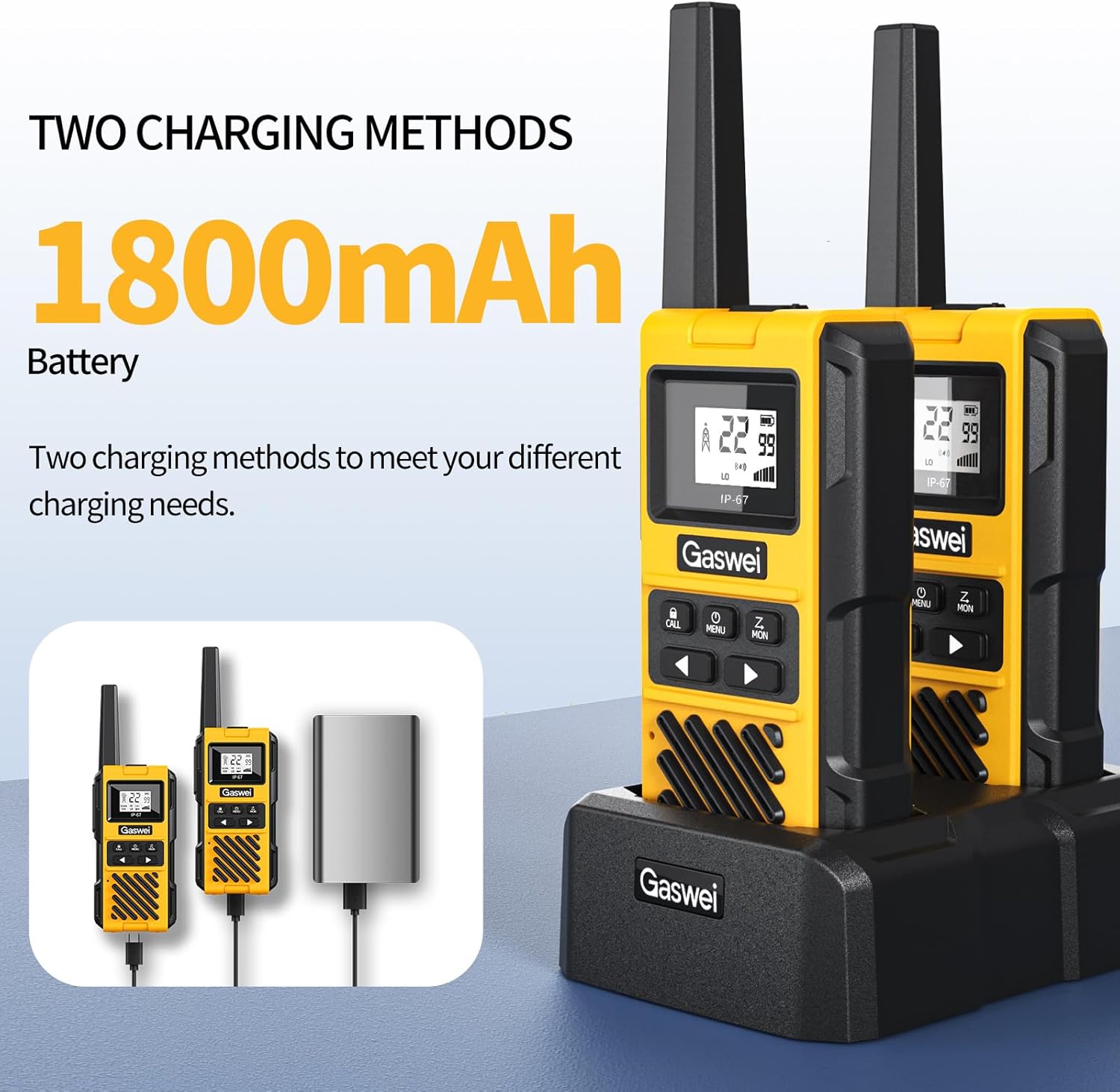 G1pro IP67 Waterproof Floating Walkie Talkies Long Range for Adults,Heavy Duty Two Way Radio,VOX,USB-C,Rechargeable Lithium Battery(4 Pack)