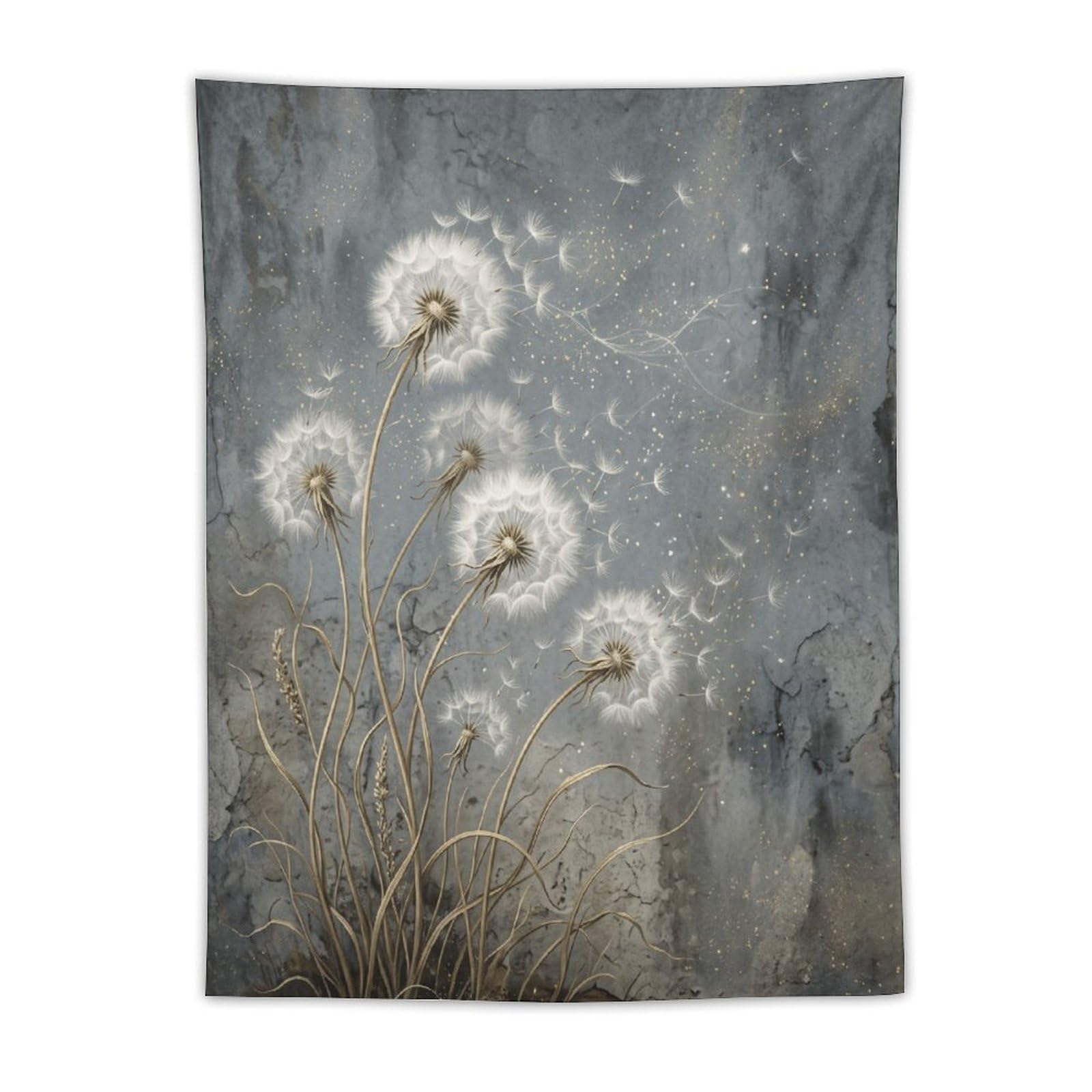 H3B8U2Y5 Dandelion Seed Field Wall Tapestry, Botanical Watercolor Style