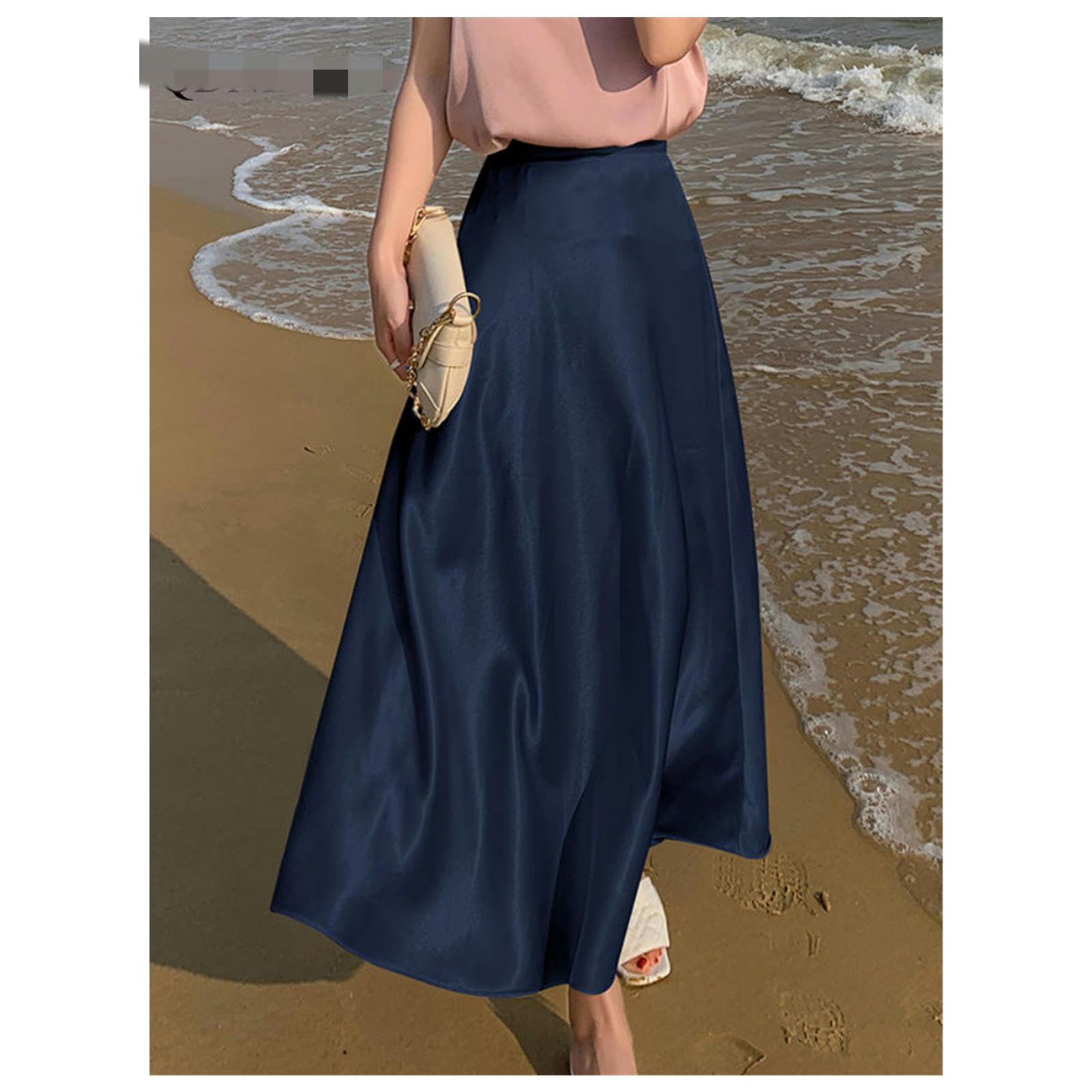 NOGRAX Falda Larga Mujer Faldas para Mujeres De Verano Fashion Fashion Midi Longitud De La Cintura Alta De La Cintura Delgada Delgada.