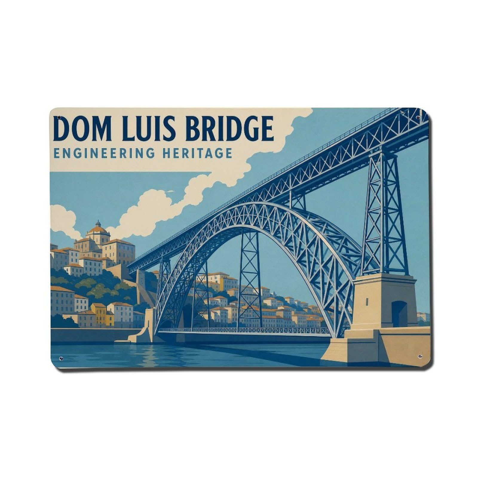 Huiyhb 8X12inch(20X30cm) Vintage Travel Dom Luis Bridge Construction Heritage Metal Tin Sign
