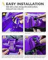 Vista 6 de Xprite Manijas de capó ajustables de aluminio morado con bandera de EE. UU., juego de cierres de capó compatibles con Jeep Wrangler JK JKU 2007-2018